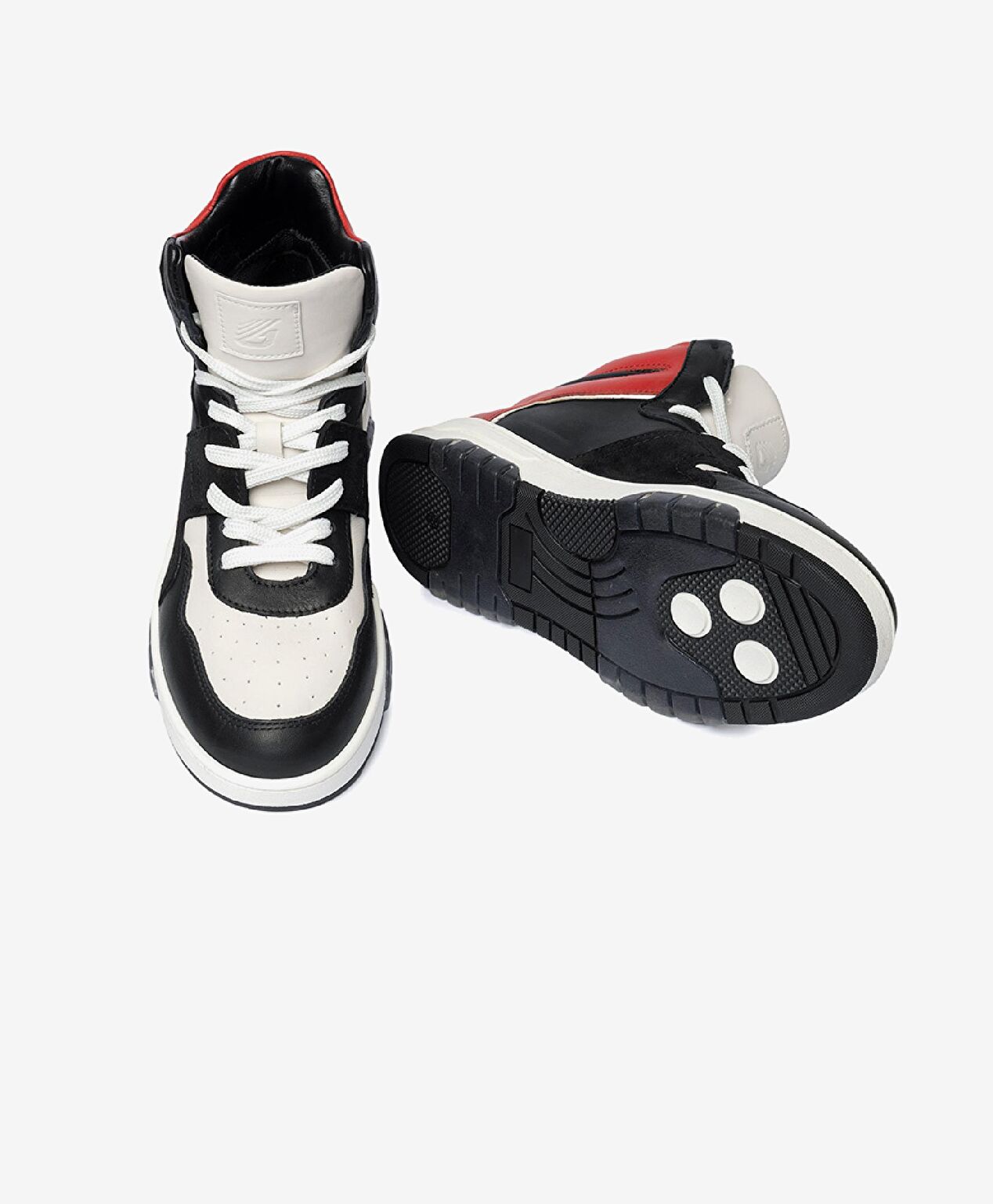 Kadın Beyaz Siyah Hakiki Deri Sneaker Bot - 5