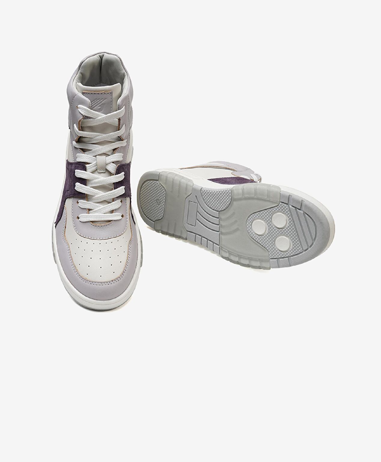 Kadın Beyaz Lila Hakiki Deri Sneaker Bot - 5