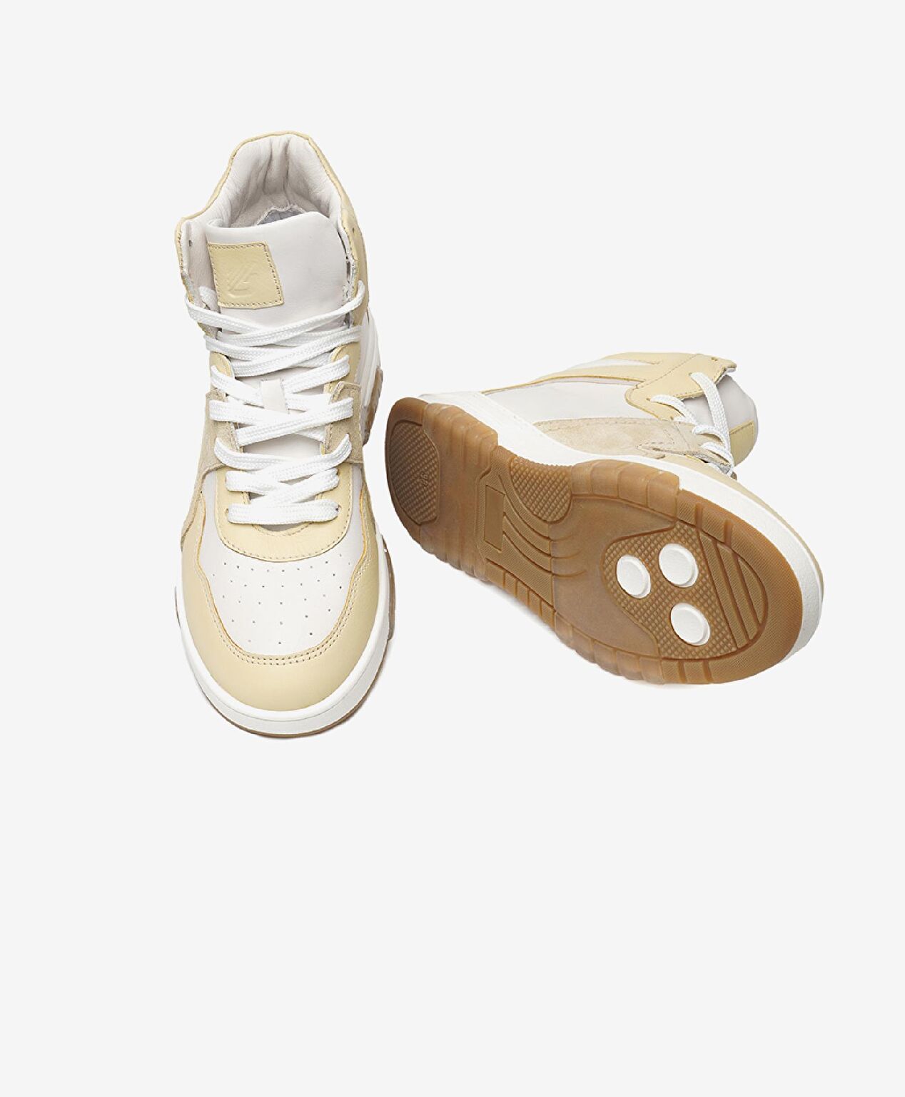 Kadın Beyaz Sarı Hakiki Deri Sneaker Bot - 5