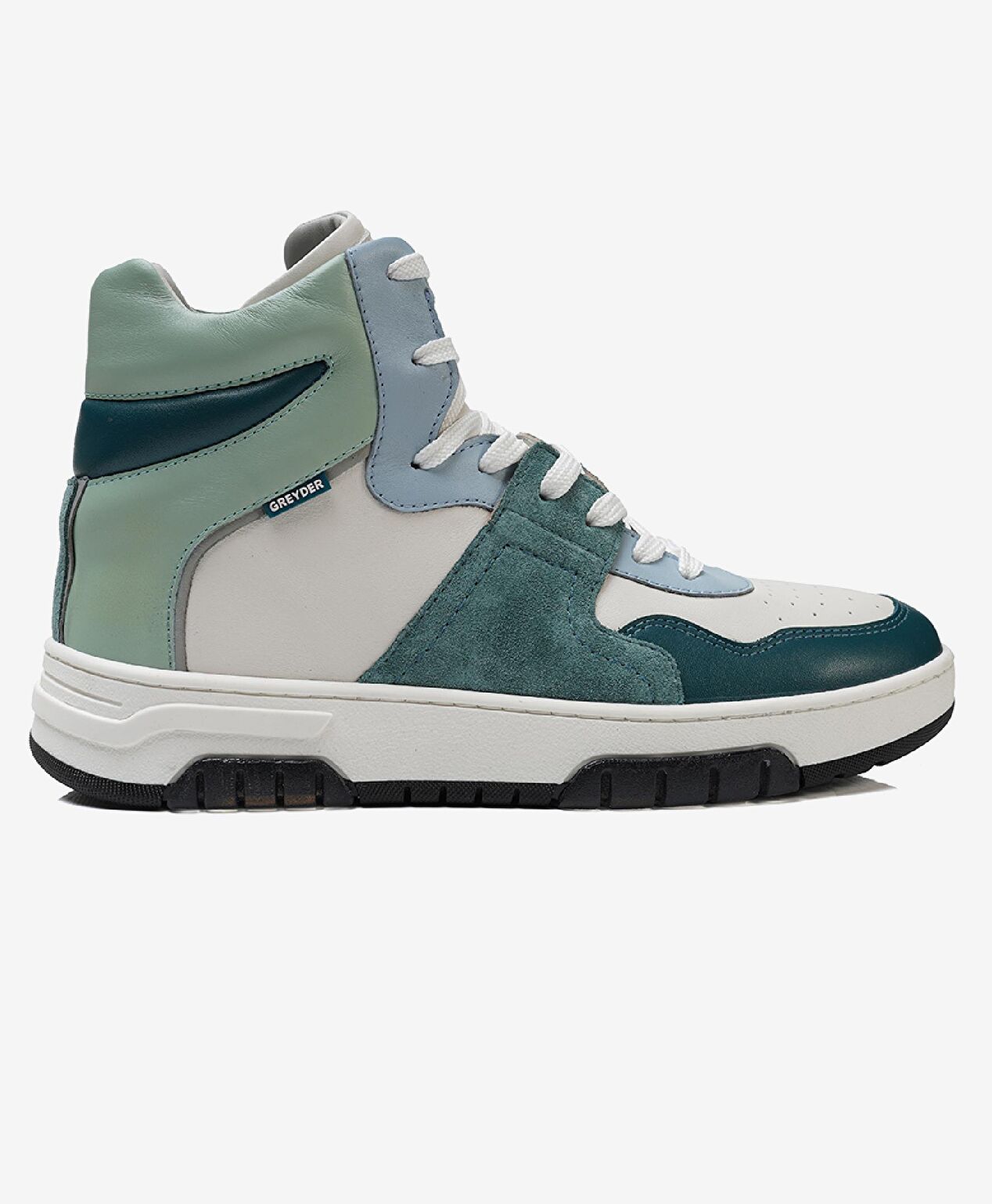 Kadın Beyaz Petrol Yeşili Hakiki Deri Sneaker Bot - 1