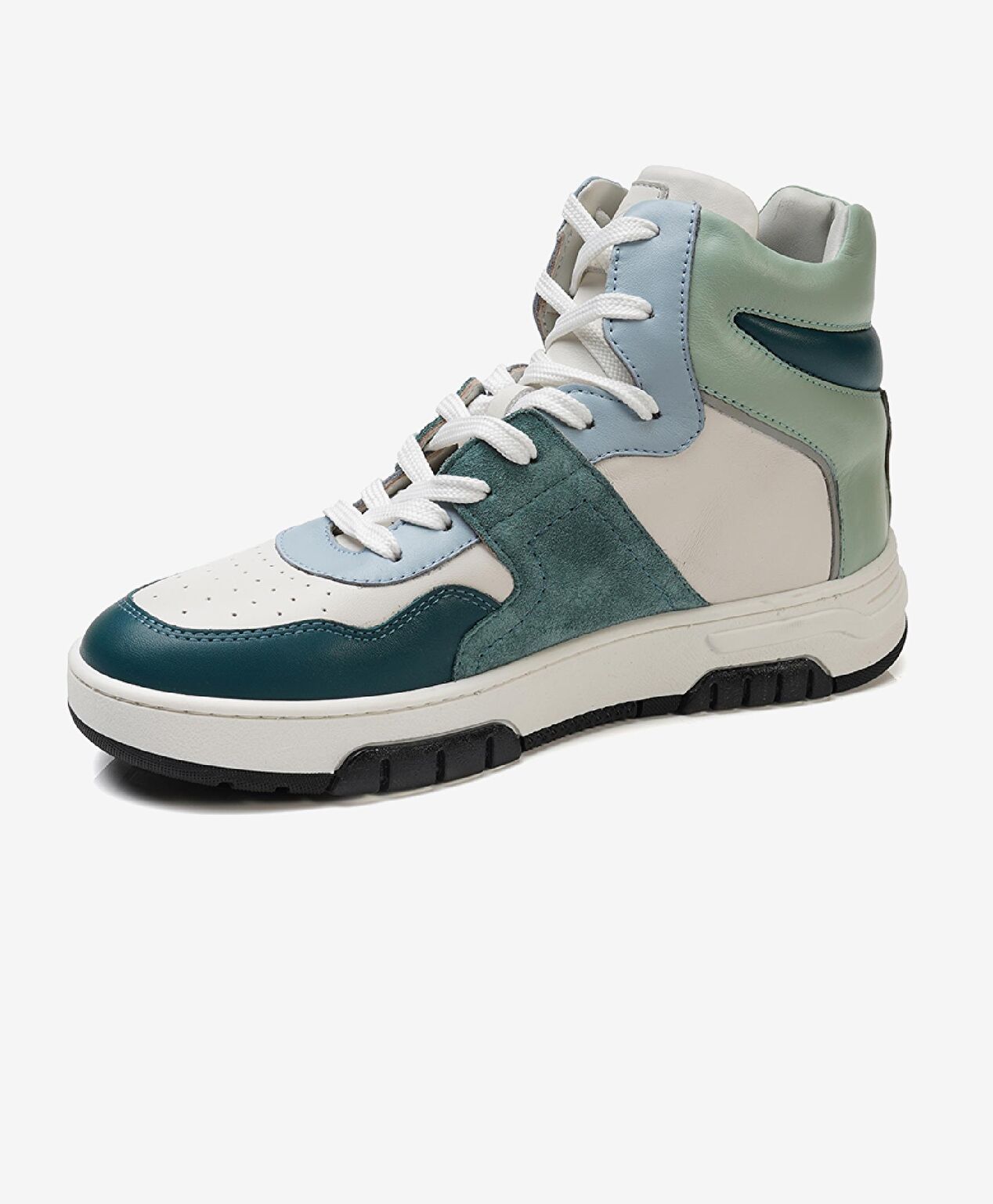 Kadın Beyaz Petrol Yeşili Hakiki Deri Sneaker Bot - 3