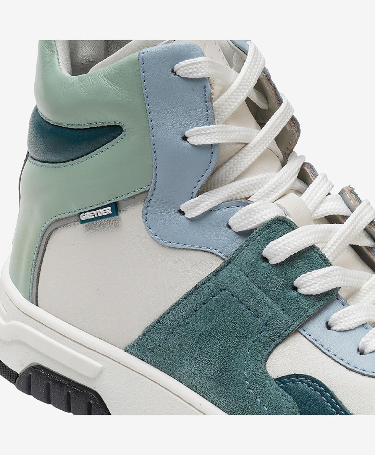 Kadın Beyaz Petrol Yeşili Hakiki Deri Sneaker Bot - 5