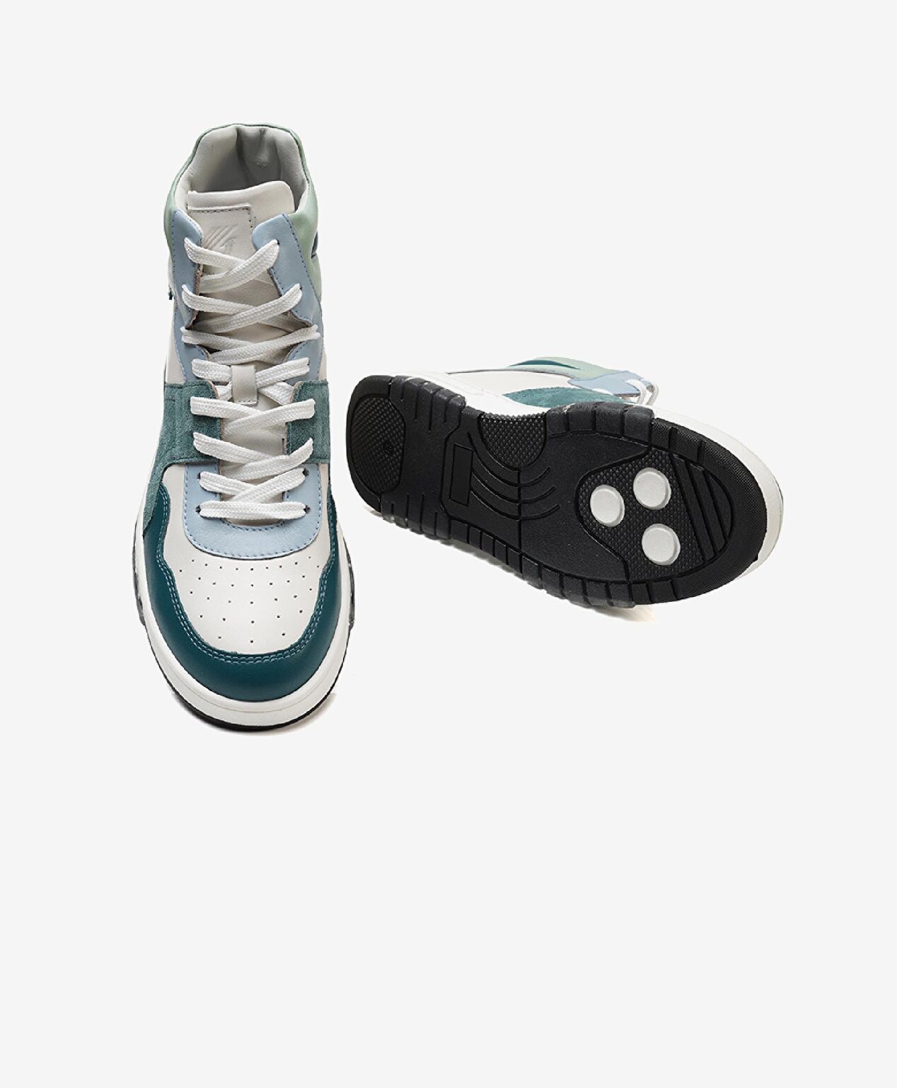 Kadın Beyaz Petrol Yeşili Hakiki Deri Sneaker Bot - 6