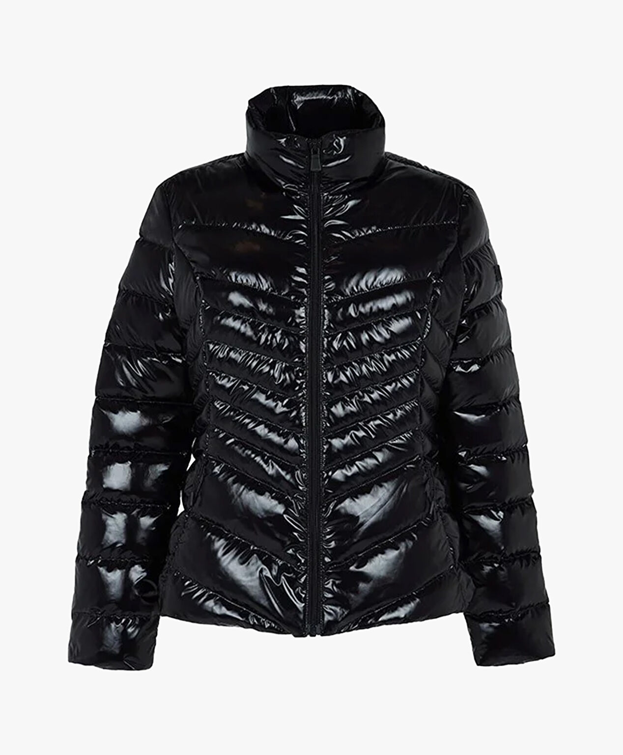 Kadın Parlak Siyah Kaz Tüyü Su İtici Mont - 1