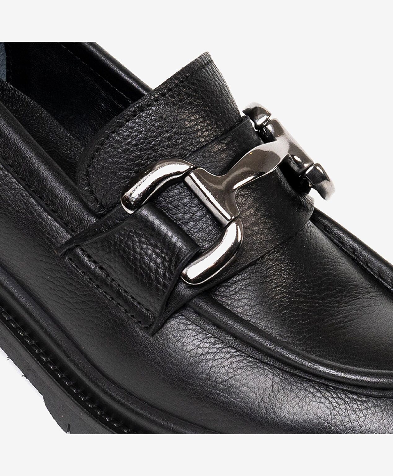 Kadın Siyah Hakiki Deri Termo Taban Loafer Ayakkabı - 4