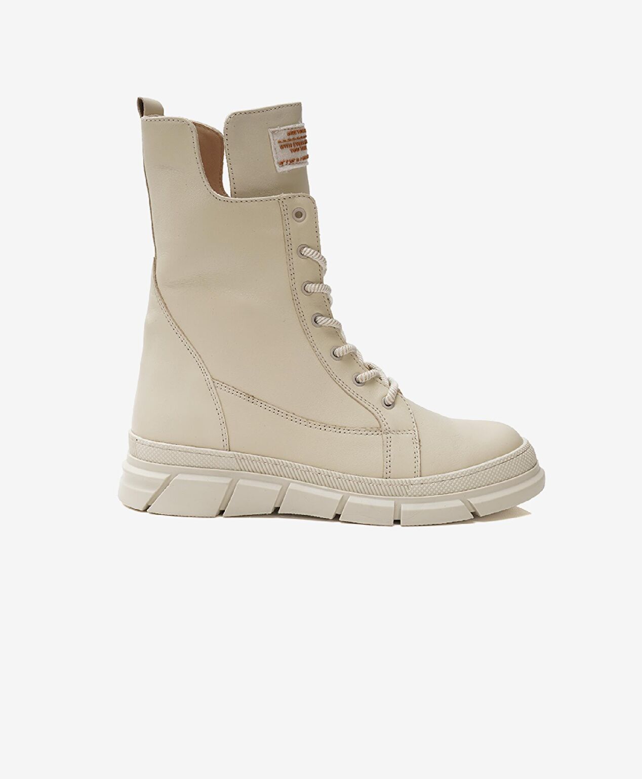 Kadın Ekru Hakiki Deri Sneaker Bot - 1