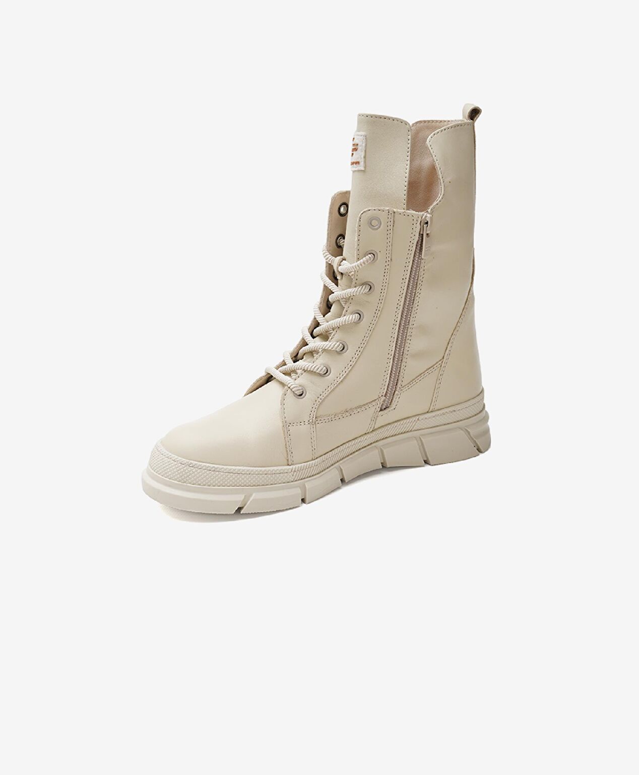 Kadın Ekru Hakiki Deri Sneaker Bot - 2