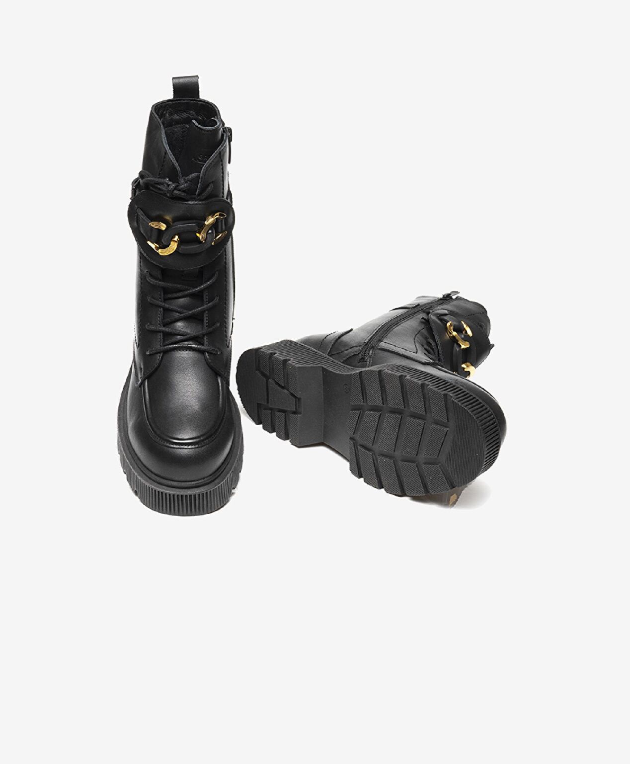 Kadın Siyah Hakiki Deri Memory Foam Taban Military Bot - 5