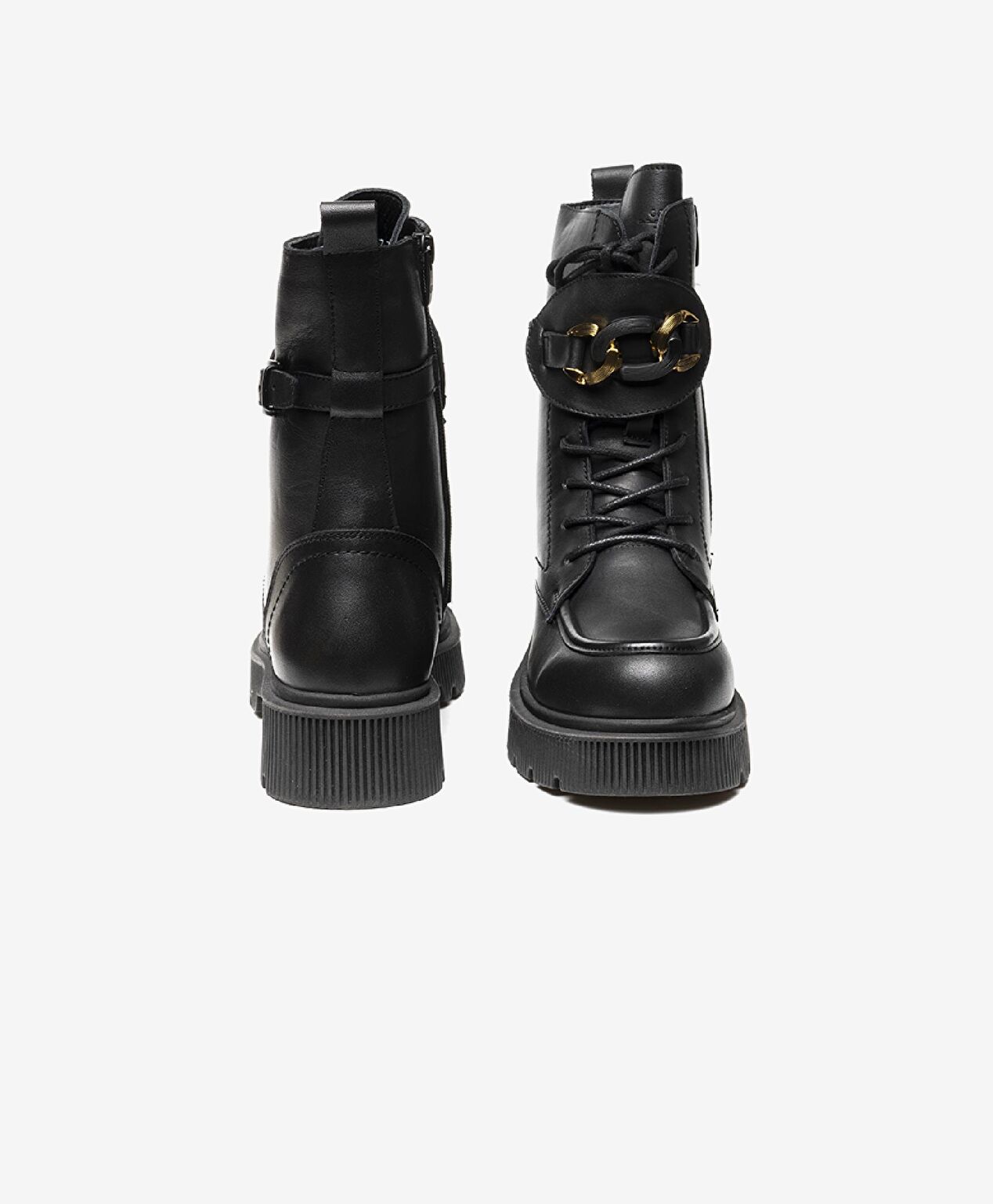 Kadın Siyah Hakiki Deri Memory Foam Taban Military Bot - 6