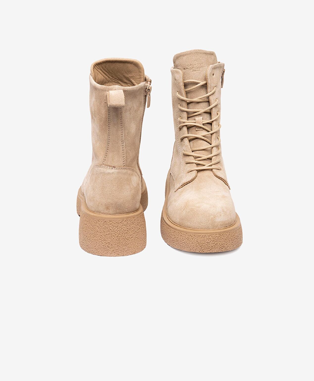 Kadın Koyu Bej Hakiki Deri Memory Foam Taban Military Bot - 8