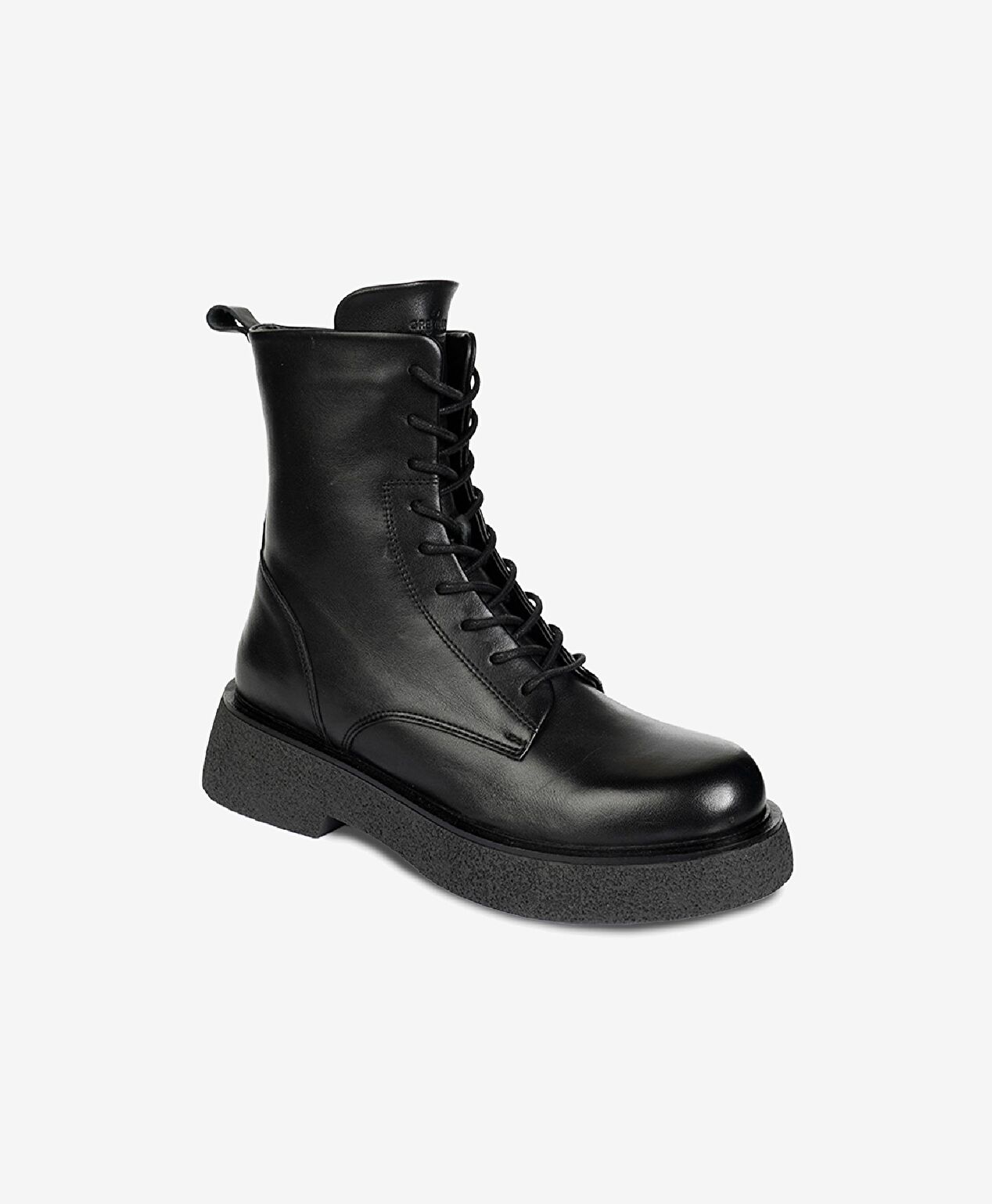 Kadın Siyah Hakiki Deri Military Bot - 2