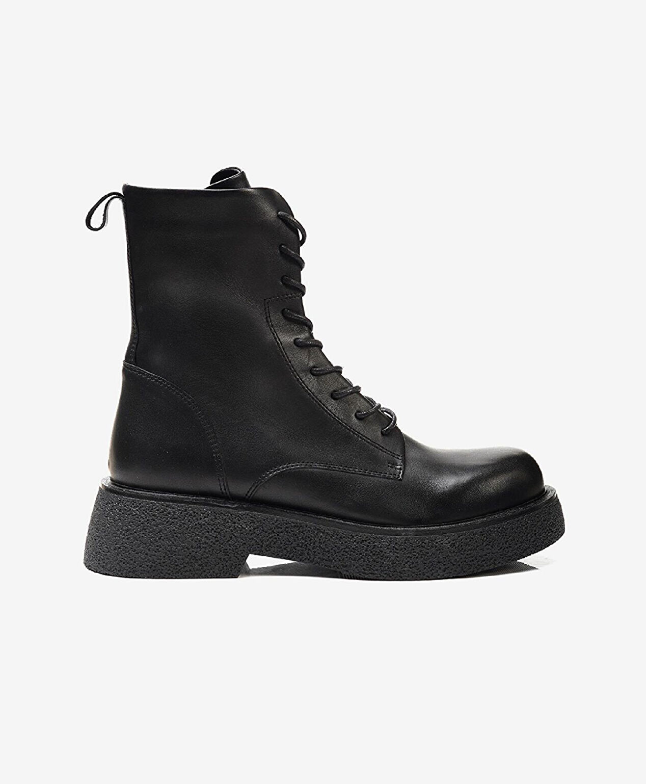 Kadın Siyah Hakiki Deri Military Bot - 2