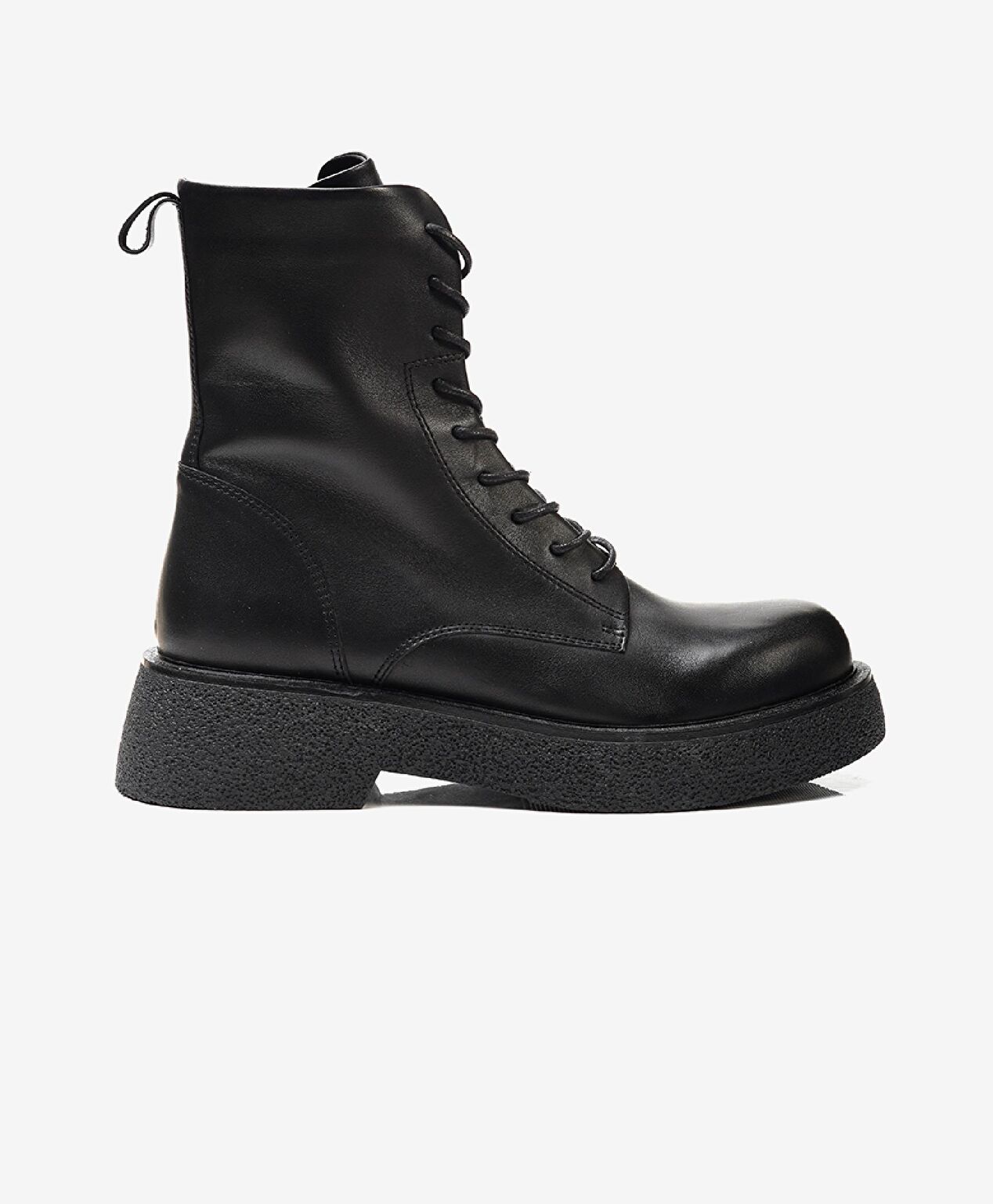 Kadın Siyah Hakiki Deri Military Bot - 1