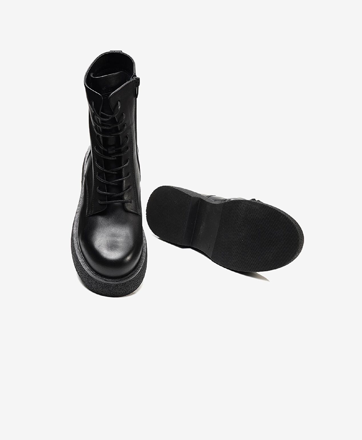 Kadın Siyah Hakiki Deri Military Bot - 6