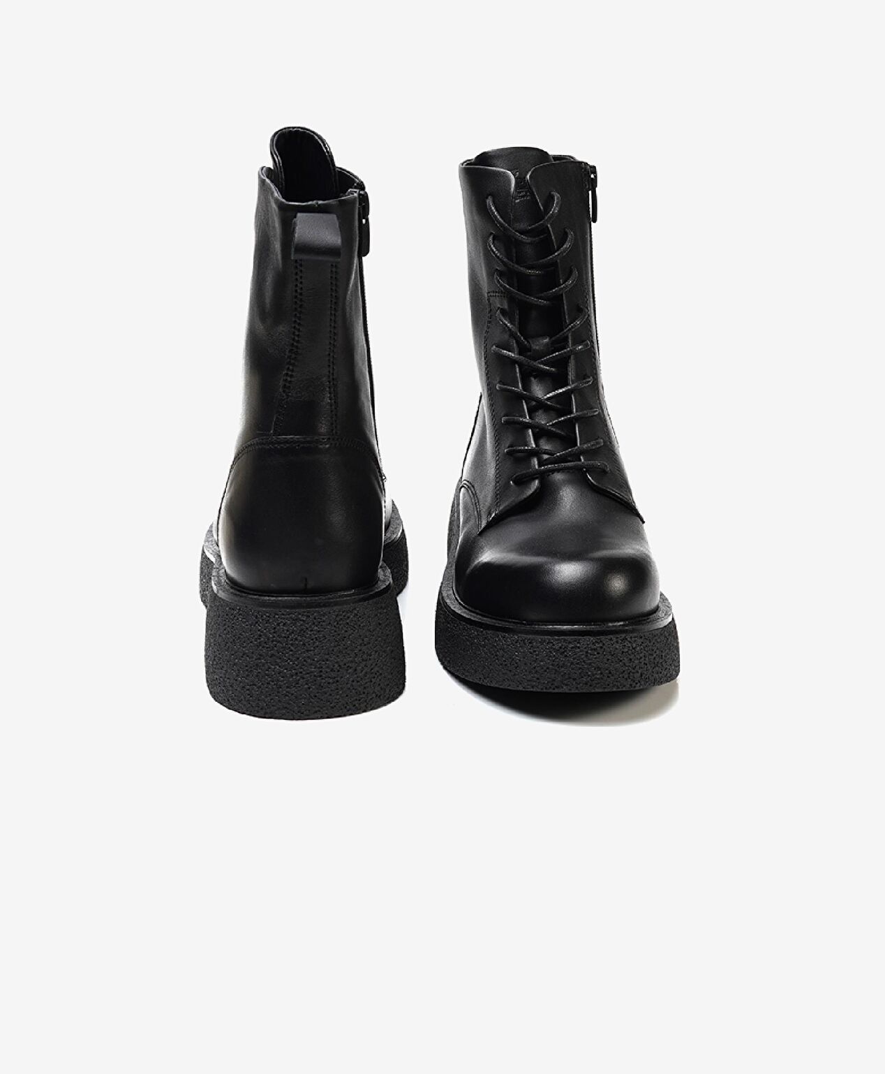 Kadın Siyah Hakiki Deri Military Bot - 7