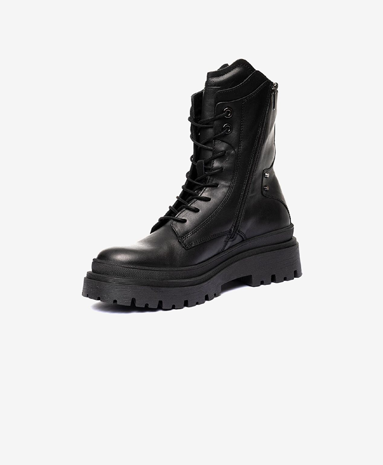 Kadın Siyah Hakiki Deri Military Bot - 3