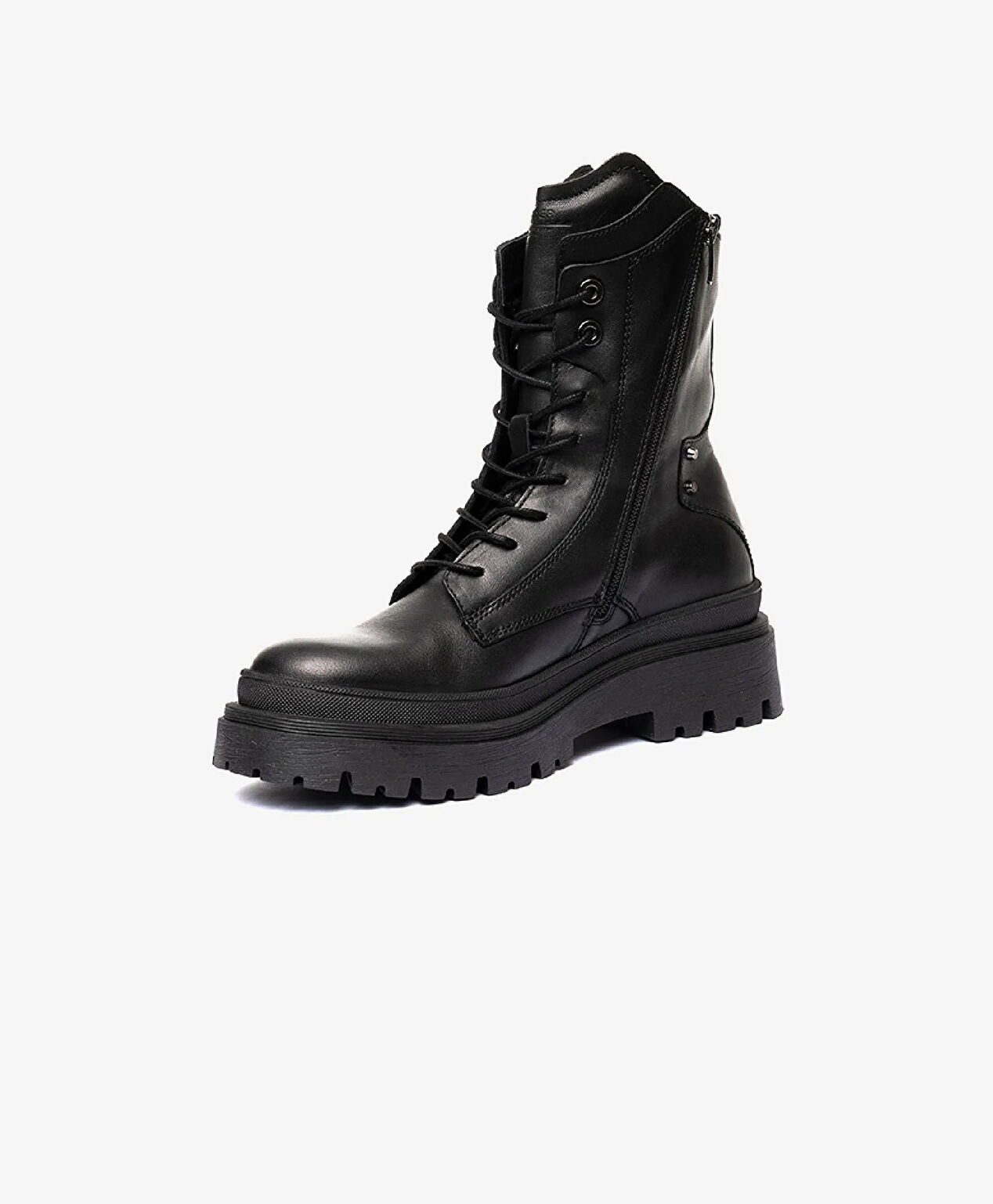 Kadın Siyah Hakiki Deri Military Bot - 3