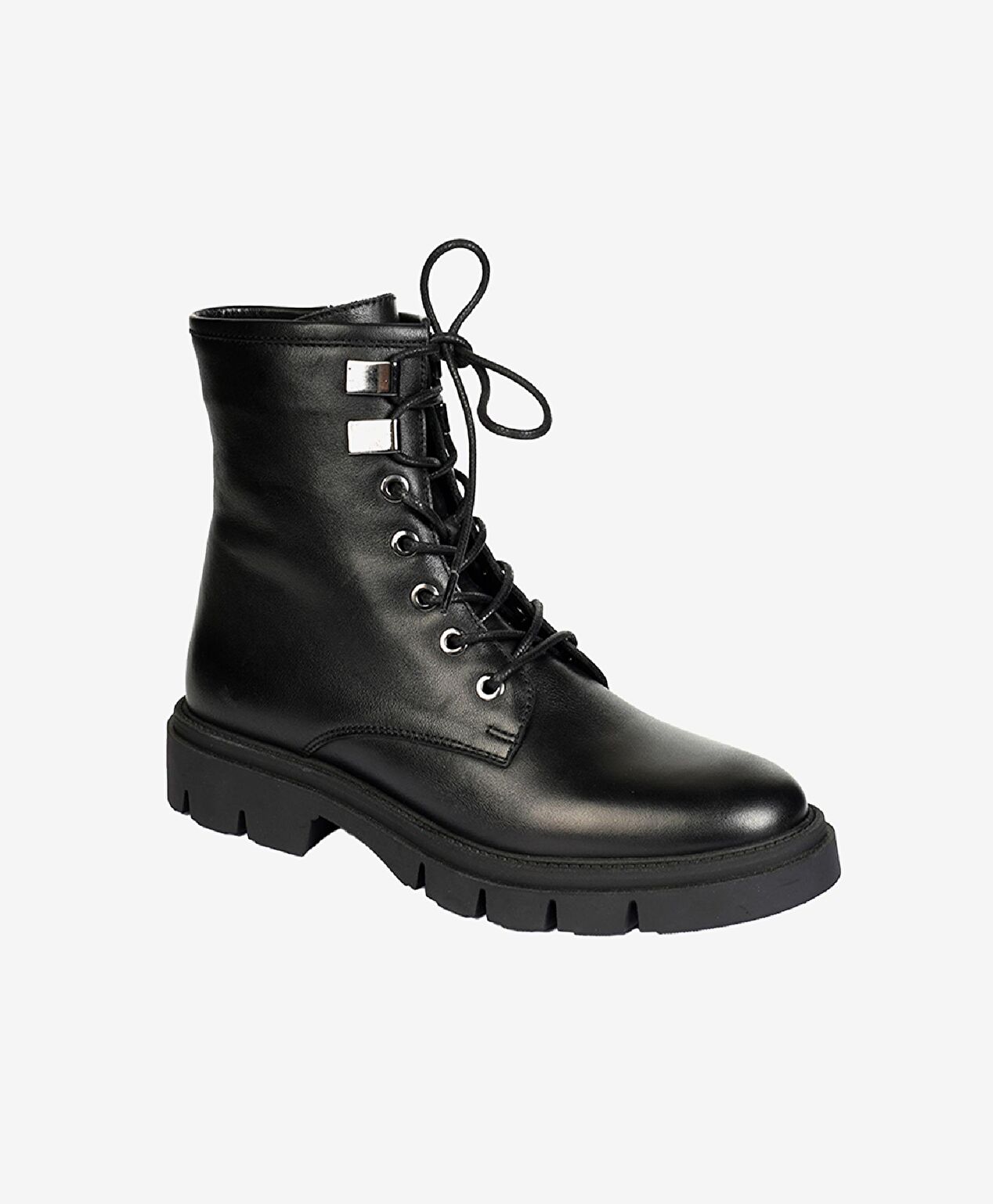 Kadın Siyah Hakiki Deri Termo Light Taban Military Bot - 2