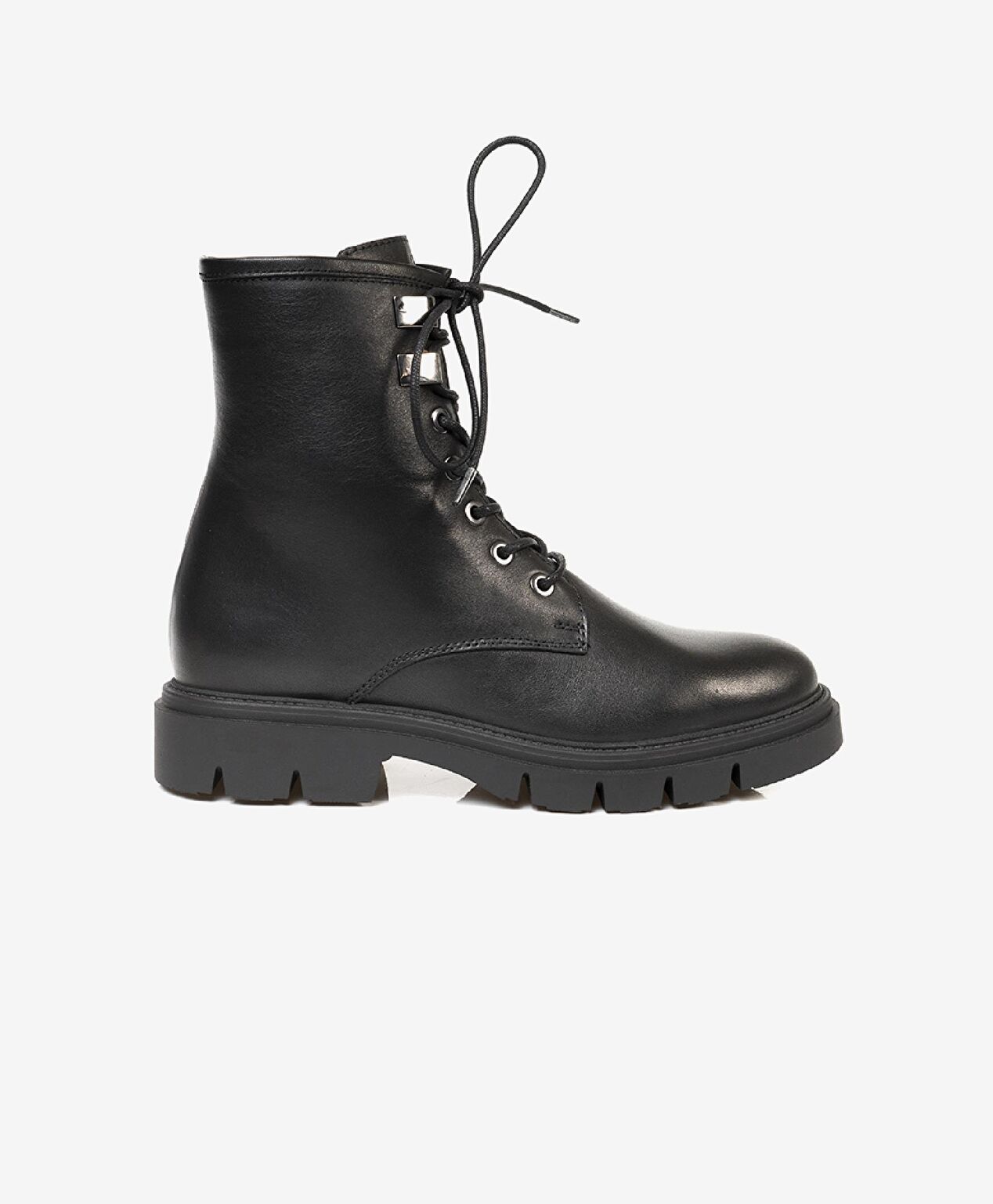 Kadın Siyah Hakiki Deri Termo Light Taban Military Bot - 1