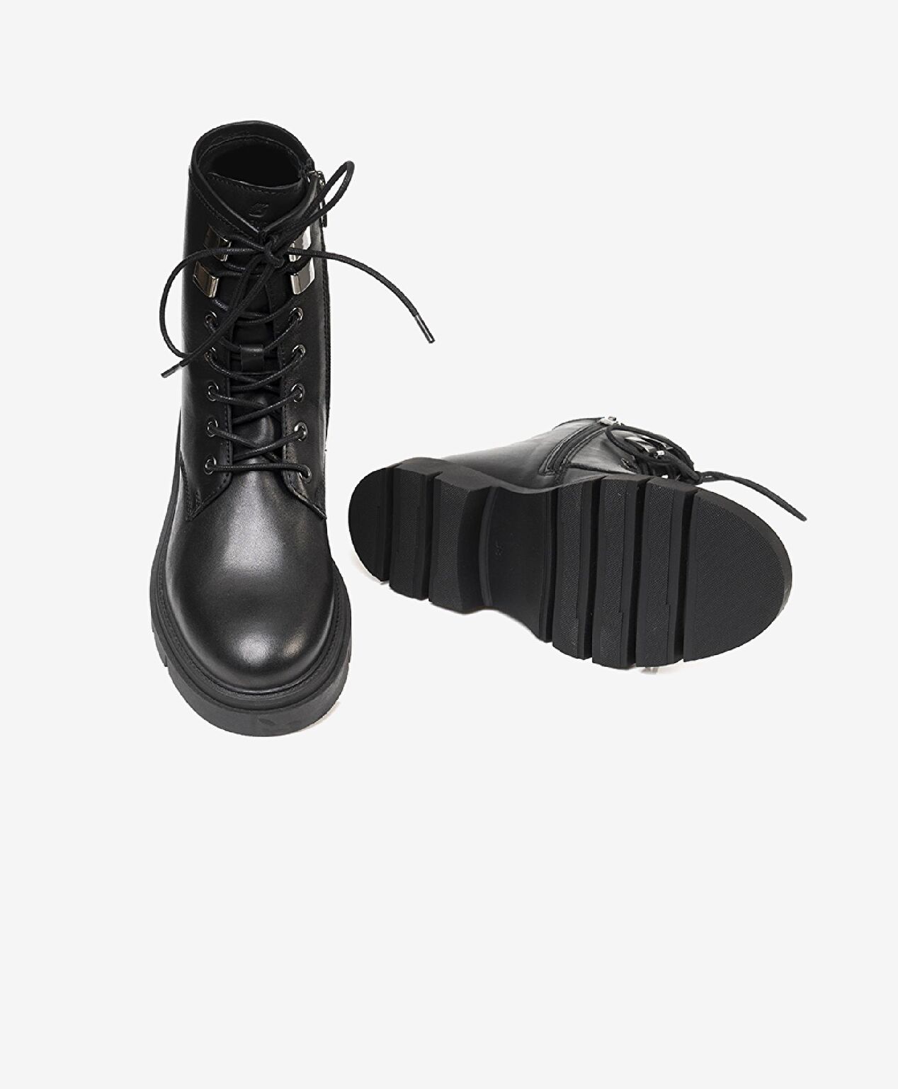 Kadın Siyah Hakiki Deri Termo Light Taban Military Bot - 6