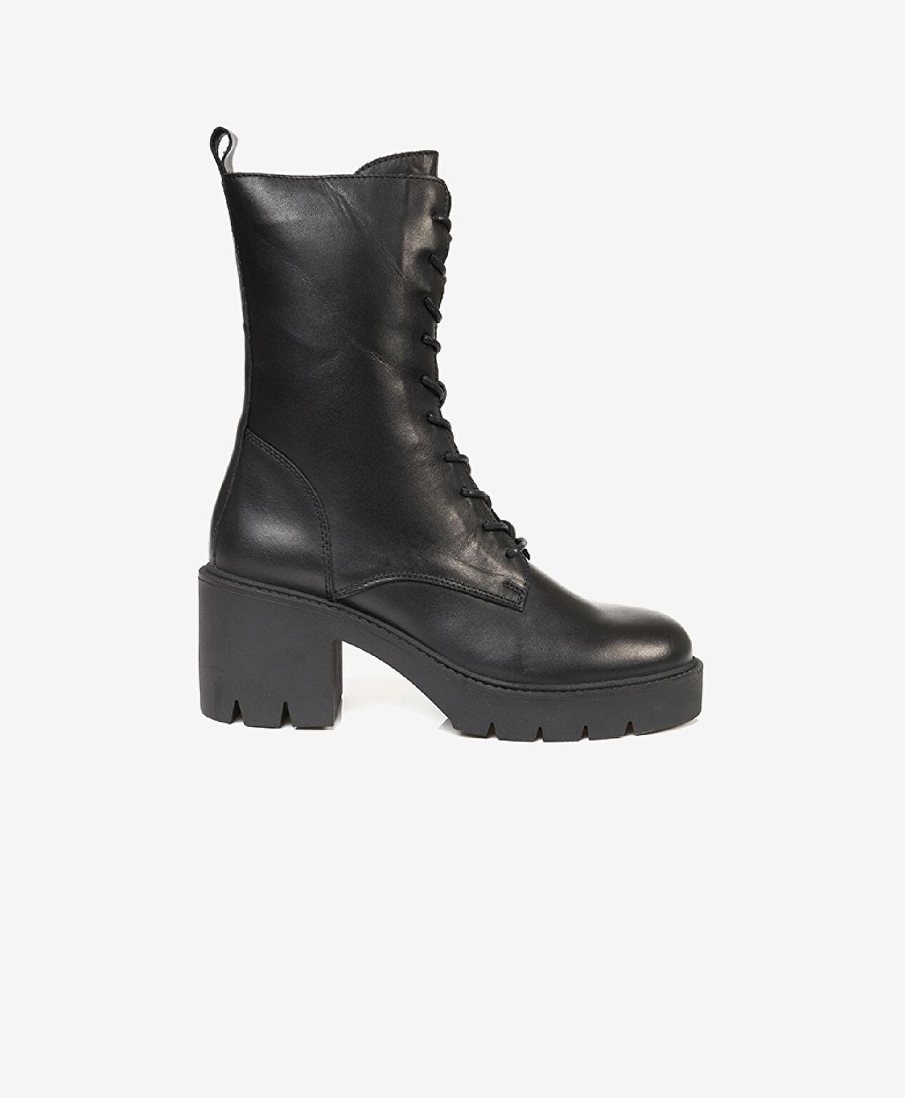 Kadın Siyah Hakiki Deri Termo Light Taban Military Bot - 1