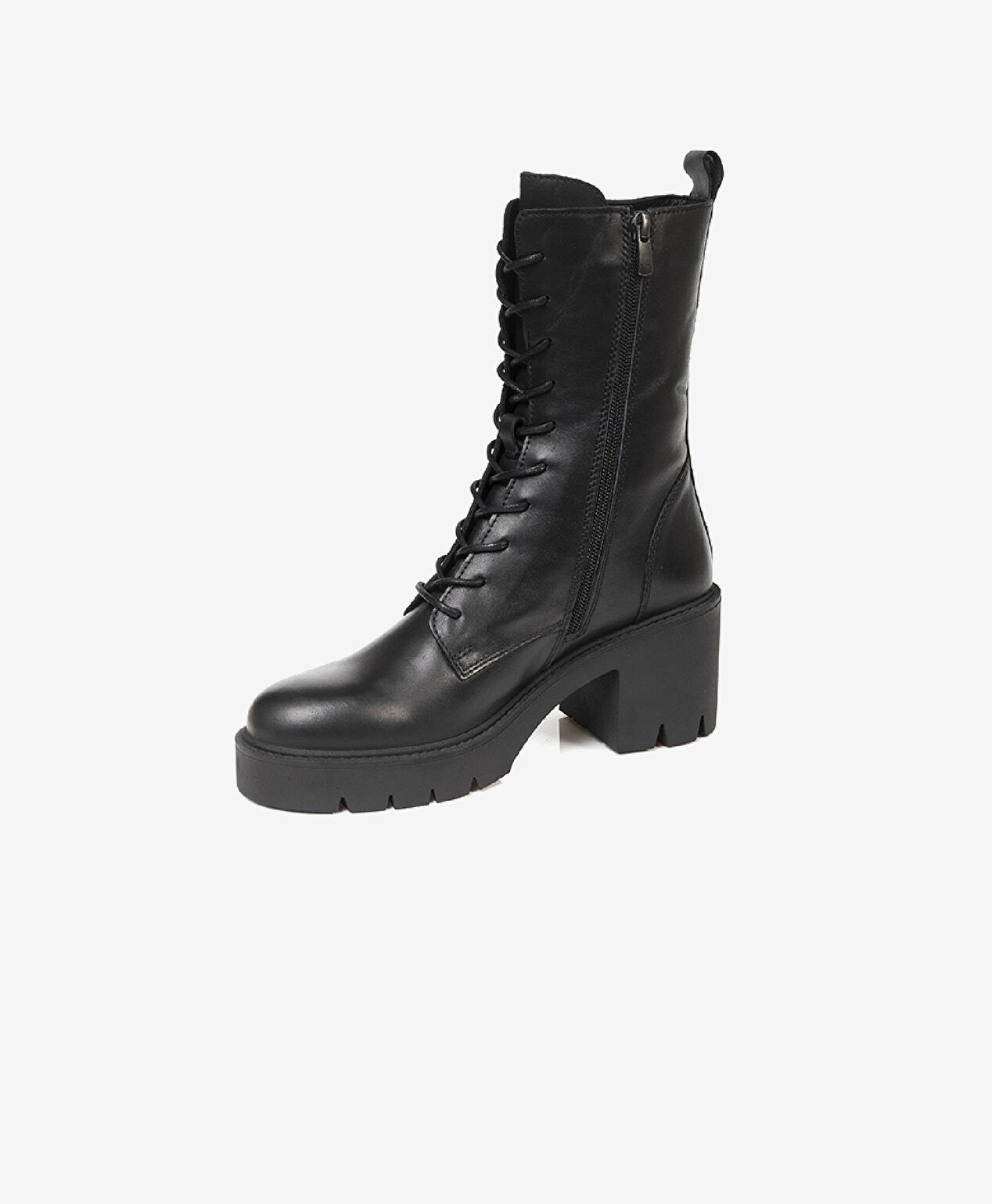 Kadın Siyah Hakiki Deri Termo Light Taban Military Bot - 3