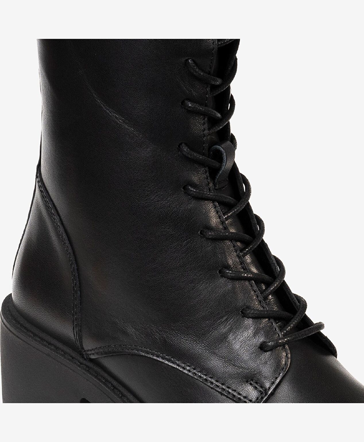 Kadın Siyah Hakiki Deri Termo Light Taban Military Bot - 5