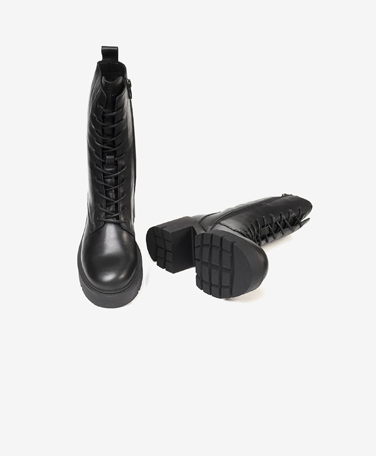 Kadın Siyah Hakiki Deri Termo Light Taban Military Bot - 6