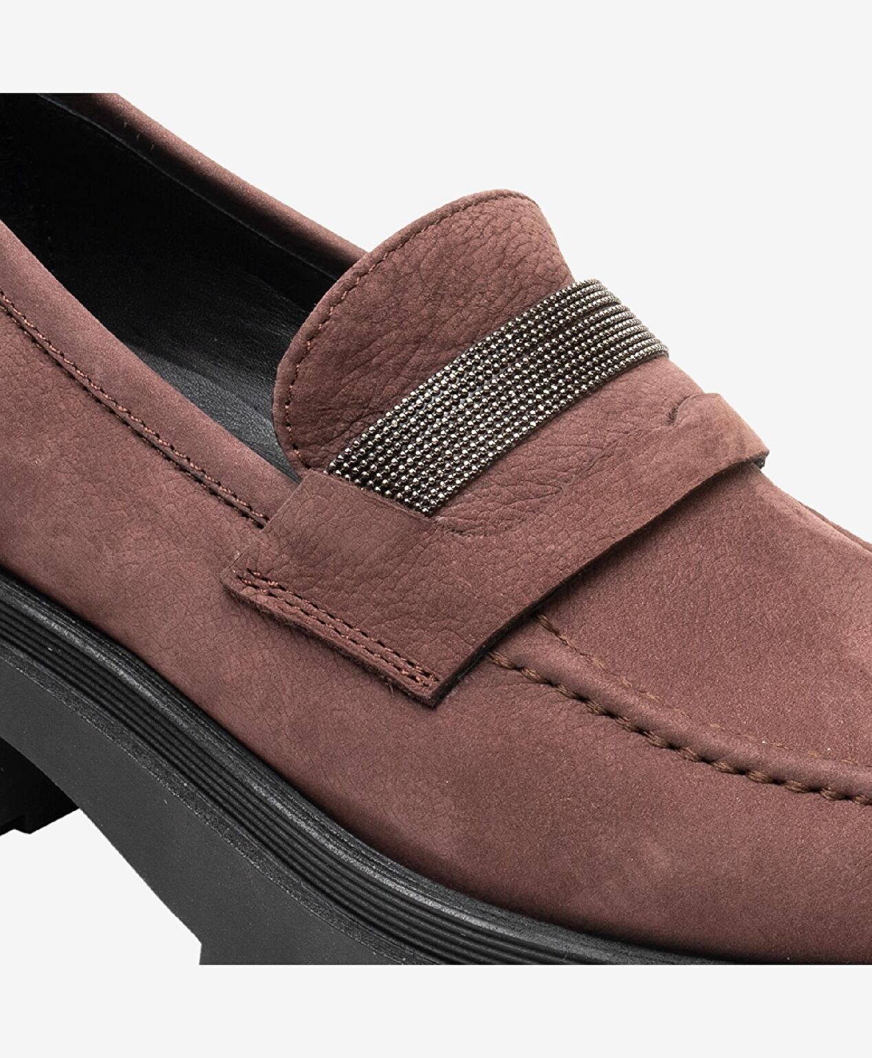 Kadın Mürdüm Hakiki Deri Loafer Ayakkabı - 5