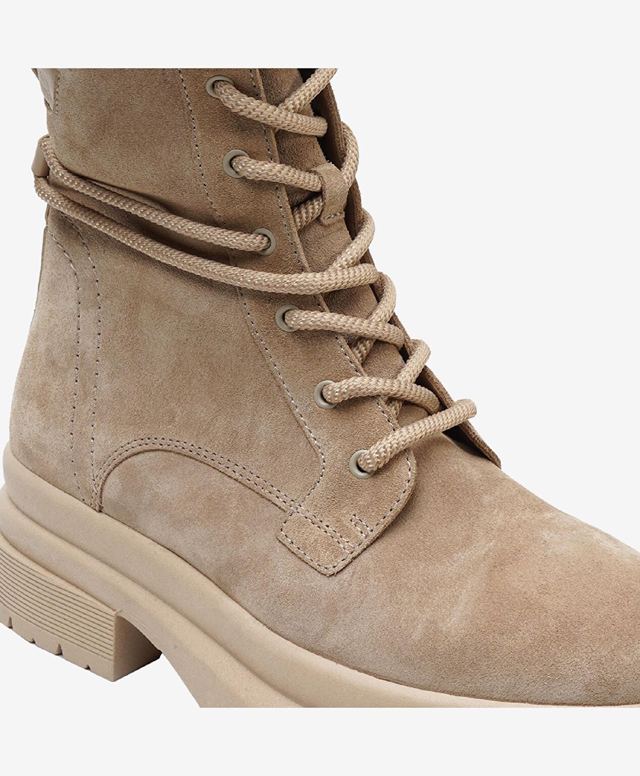 Kadın Koyu Bej Hakiki Deri Military Bot - 5