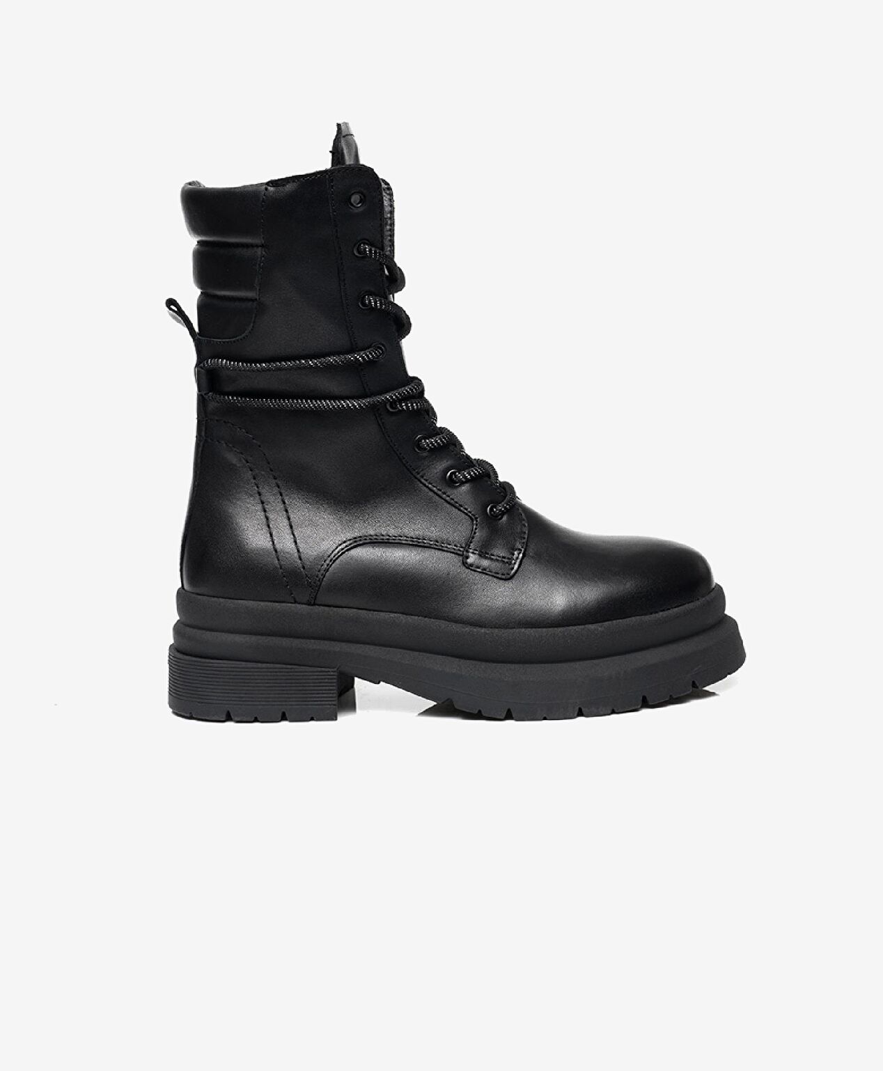 Kadın Siyah Hakiki Deri Military Bot - 1