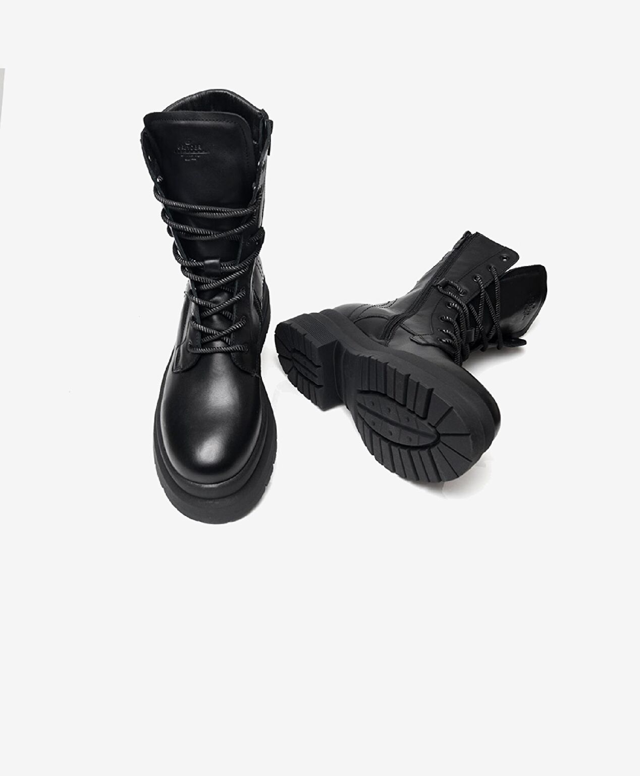 Kadın Siyah Hakiki Deri Military Bot - 6