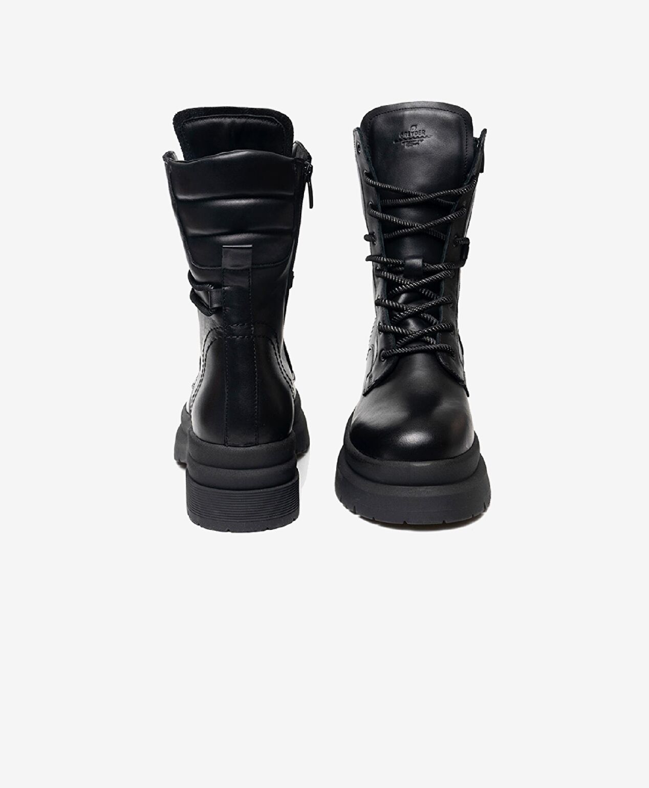 Kadın Siyah Hakiki Deri Military Bot - 7