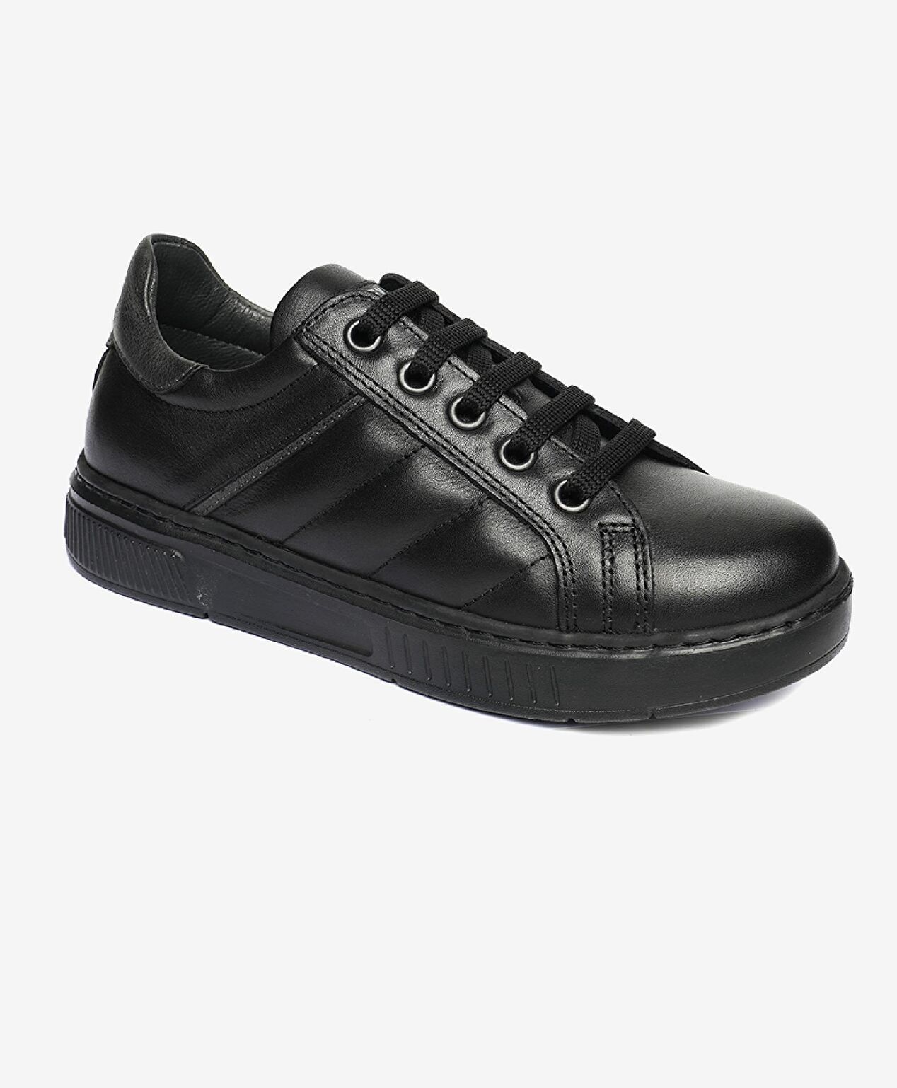 Erkek Çocuk Siyah Hakiki Deri Ayakkabı - 1