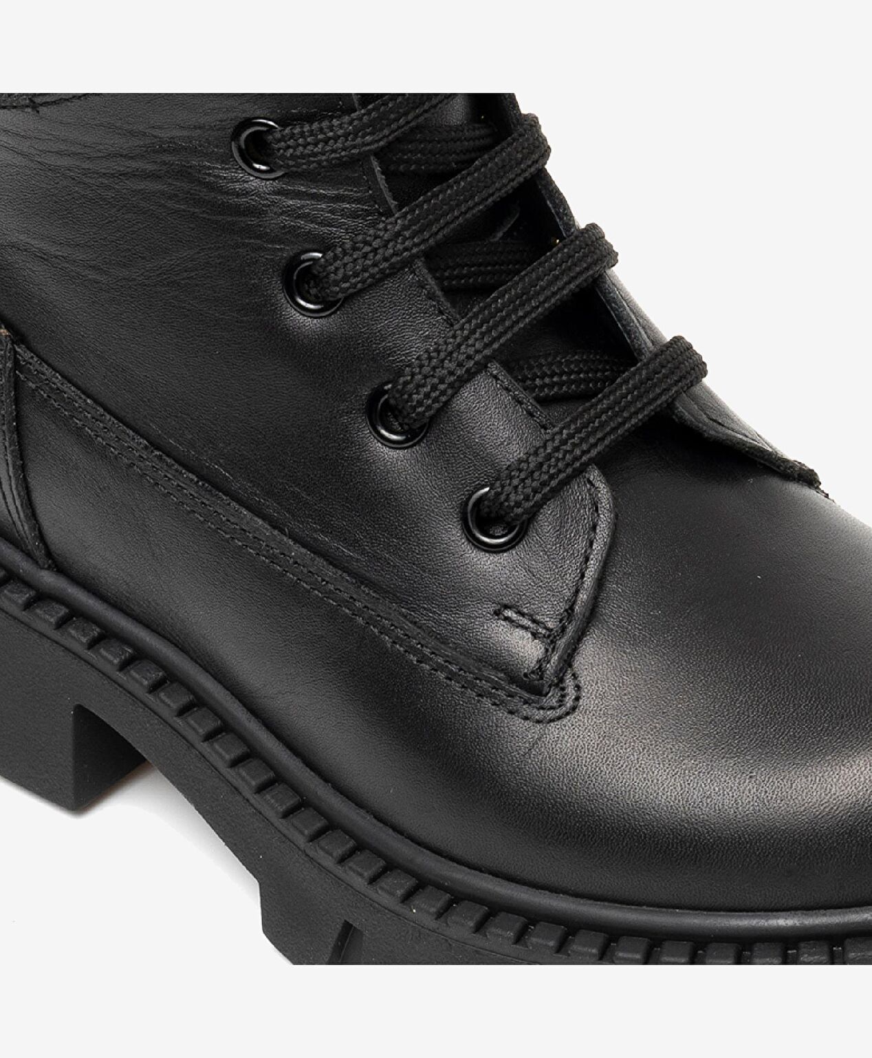 Kız Çocuk Siyah Hakiki Deri Bot - 4