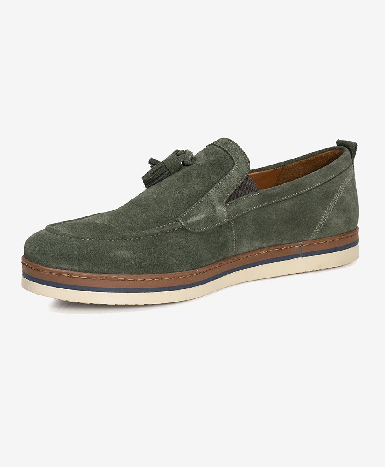 Erkek Haki Hakiki Deri Loafer Ayakkabı - 2
