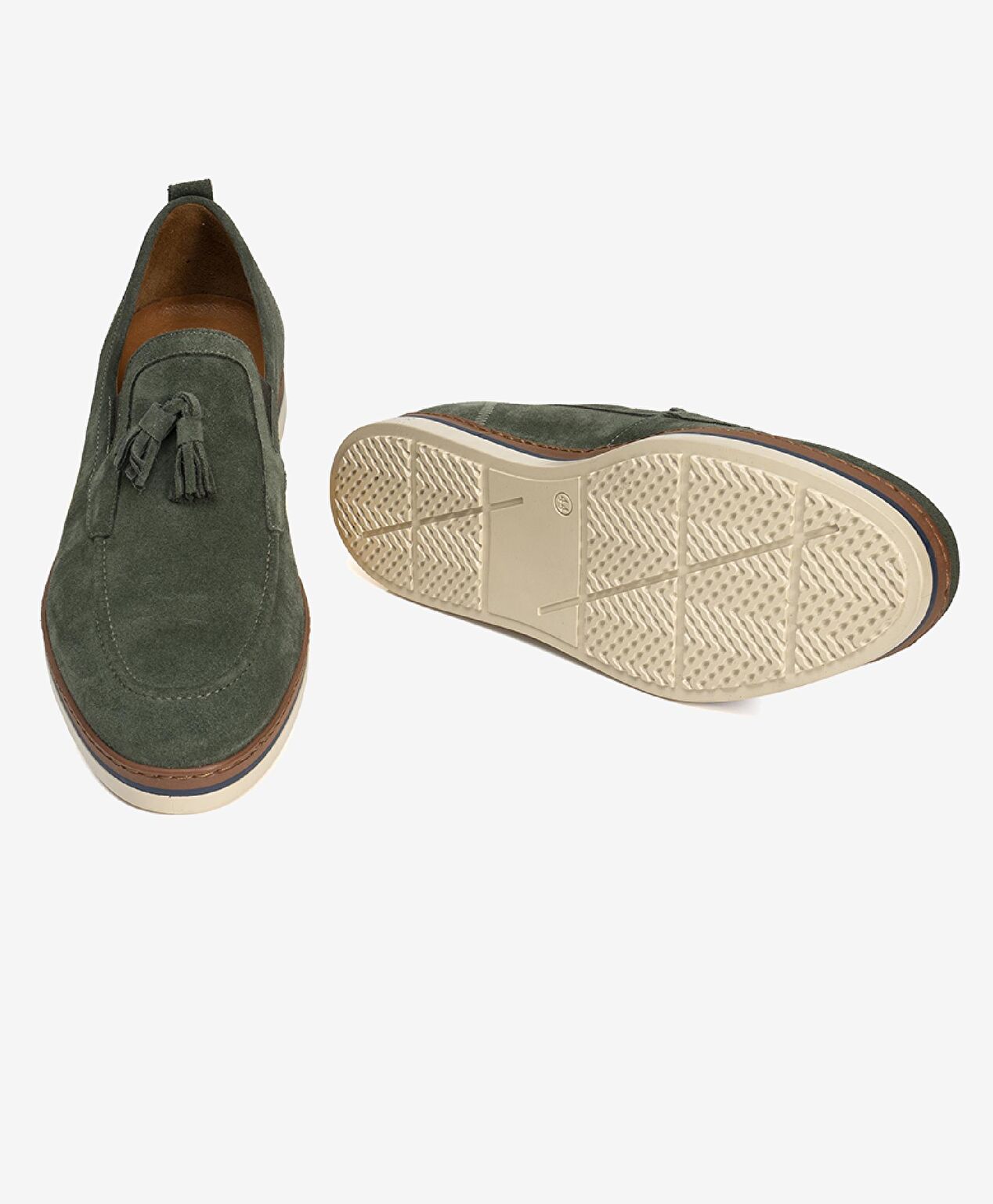 Erkek Haki Hakiki Deri Loafer Ayakkabı - 5