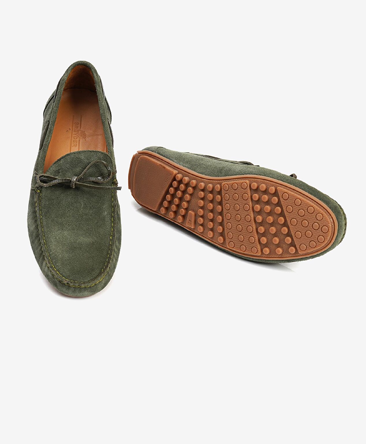 Erkek Haki Hakiki Deri Loafer Ayakkabı - 5