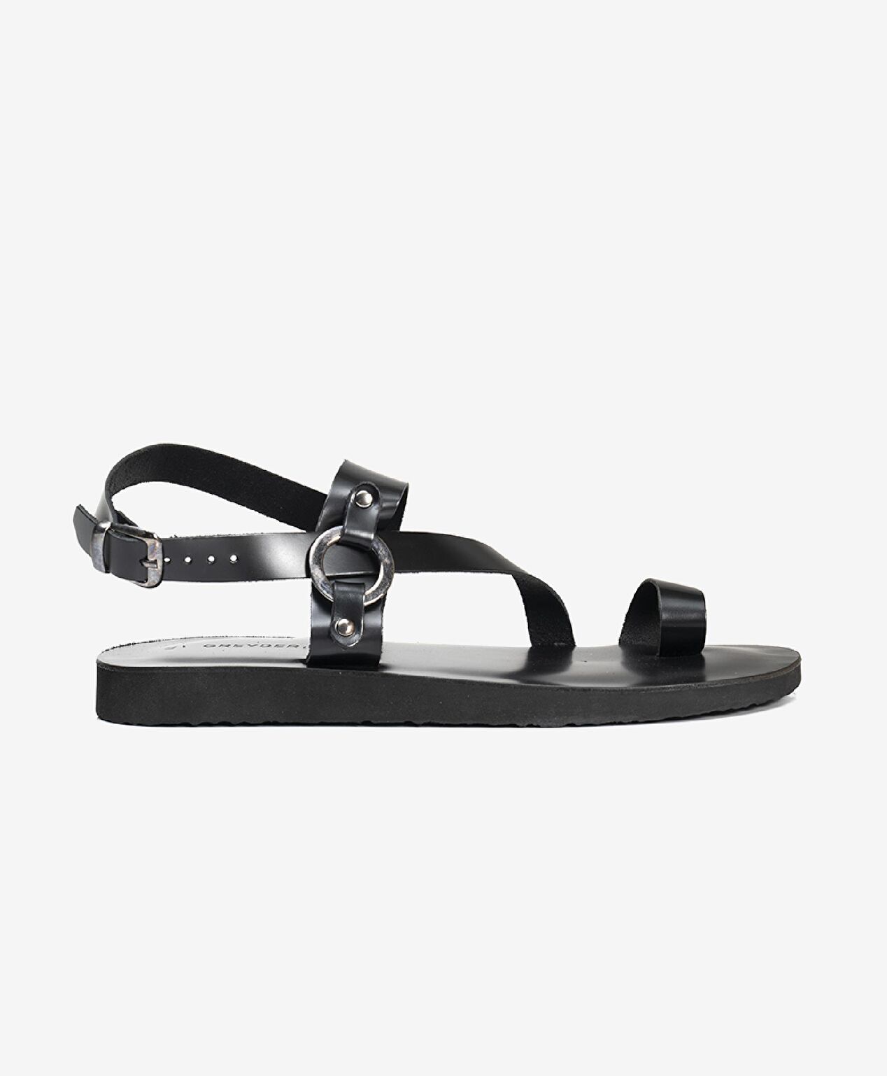 Erkek Siyah Hakiki Deri Sandalet - 1