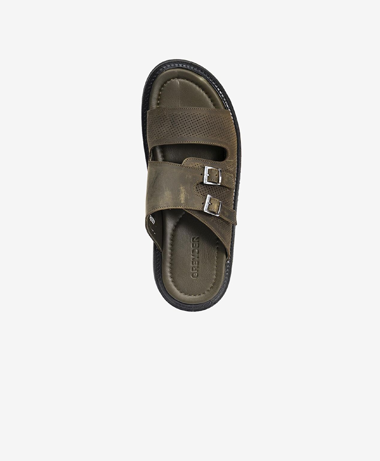 Erkek Haki Hakiki Deri Terlik - 3