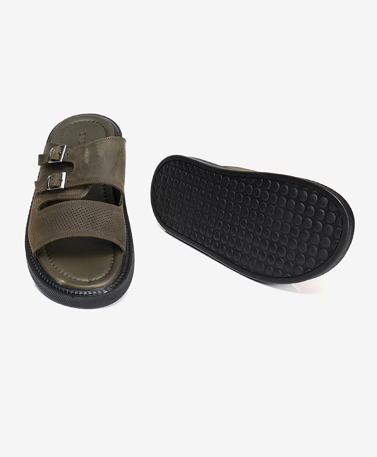 Erkek Haki Hakiki Deri Terlik - 5