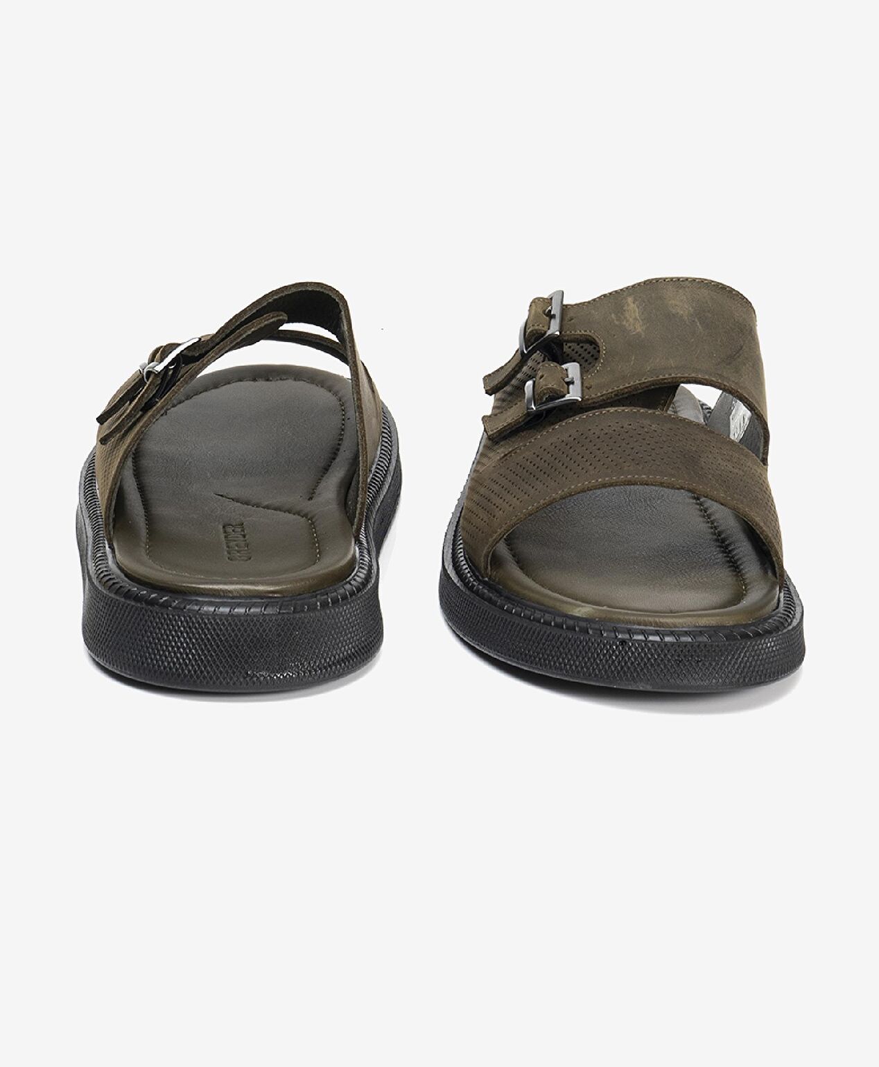 Erkek Haki Hakiki Deri Terlik - 6