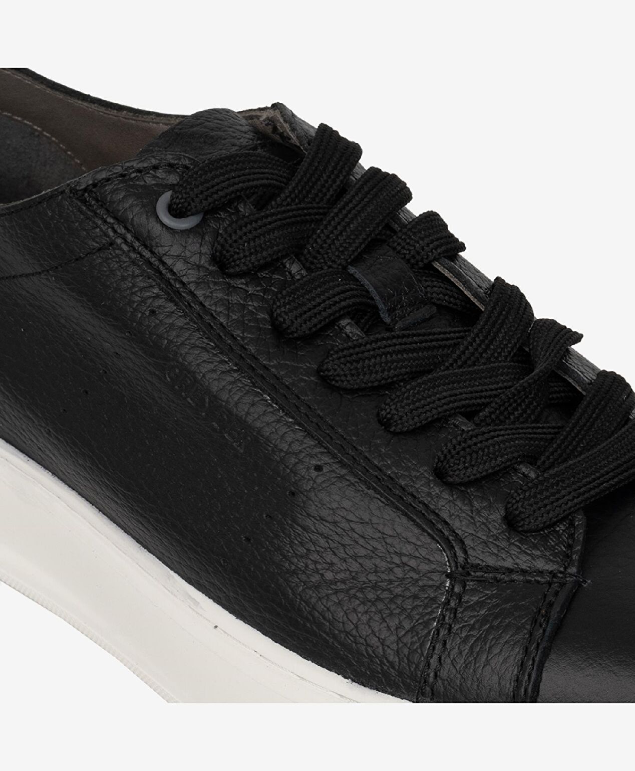 Erkek Siyah Hakiki Deri Sneaker Ayakkabı - 4