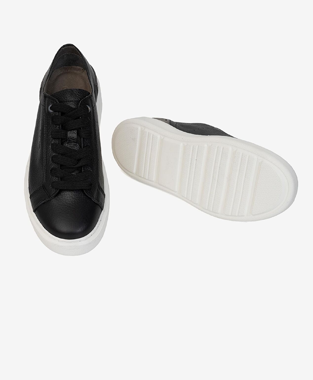 Erkek Siyah Hakiki Deri Sneaker Ayakkabı - 5