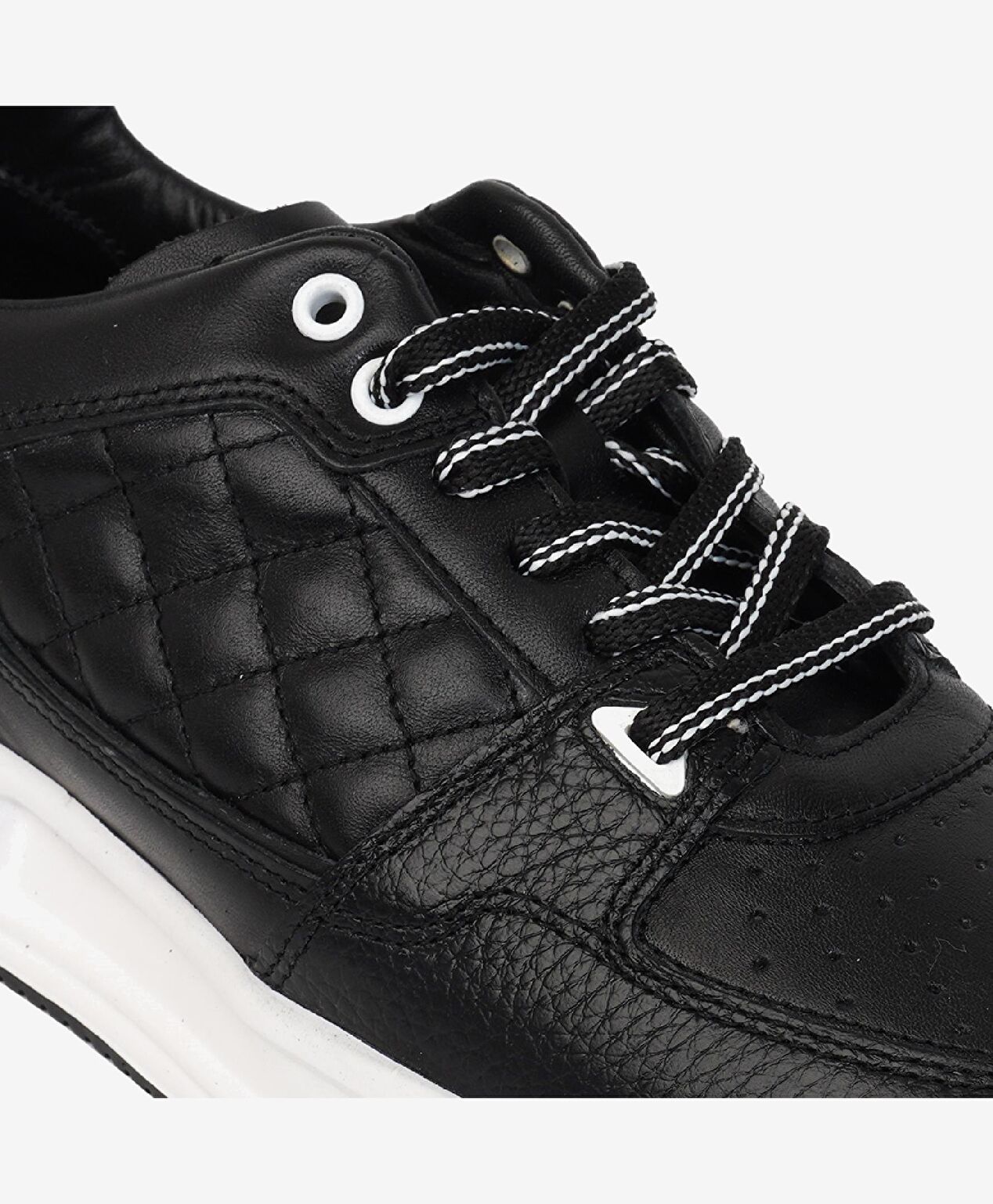 Erkek Siyah Hakiki Deri Sneaker Ayakkabı - 5