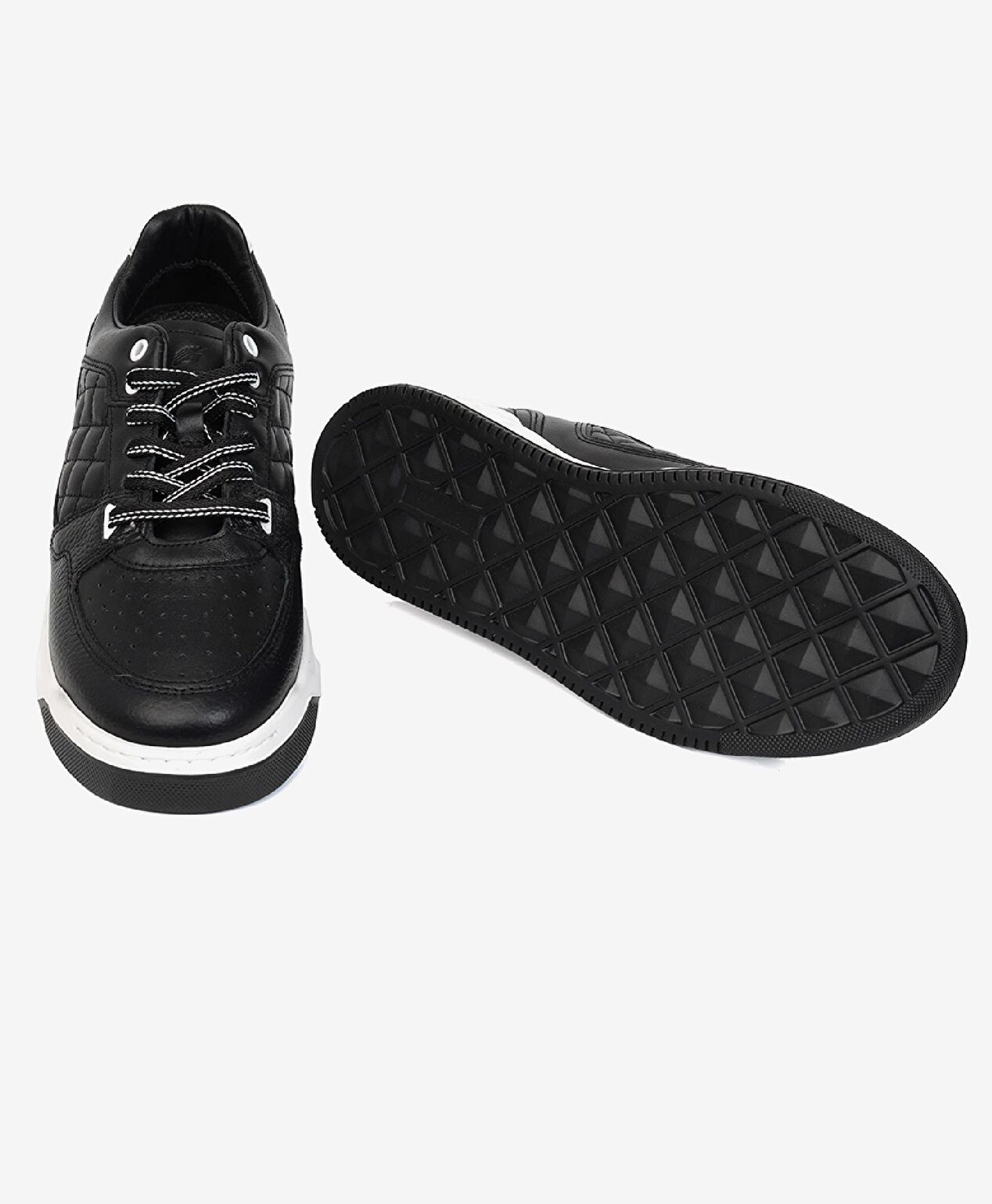 Erkek Siyah Hakiki Deri Sneaker Ayakkabı - 6