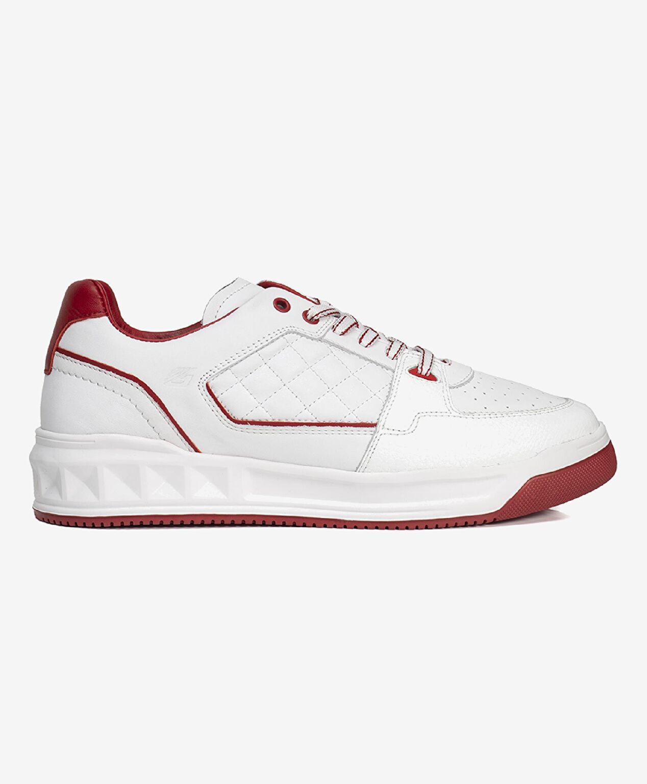 Erkek Beyaz Kırmızı Hakiki Deri Sneaker Ayakkabı - 1