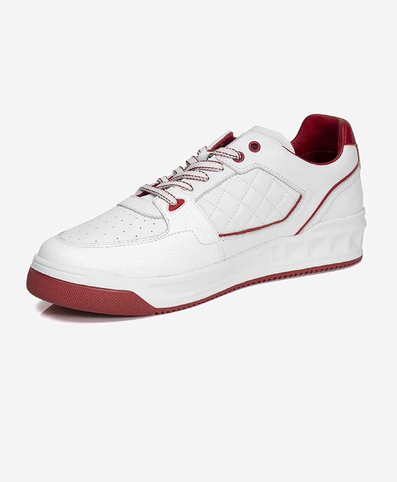 Erkek Beyaz Kırmızı Hakiki Deri Sneaker Ayakkabı - 3