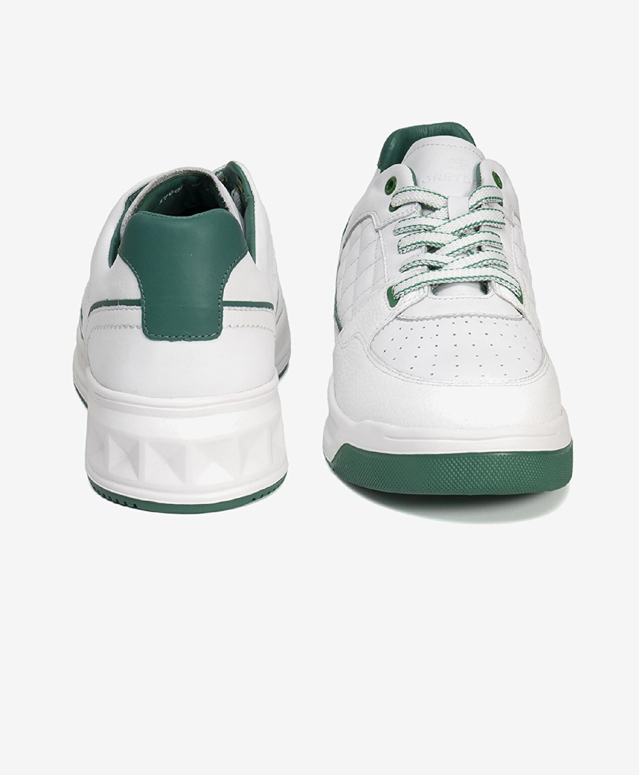 Erkek Beyaz Yeşil Hakiki Deri Sneaker Ayakkabı - 7