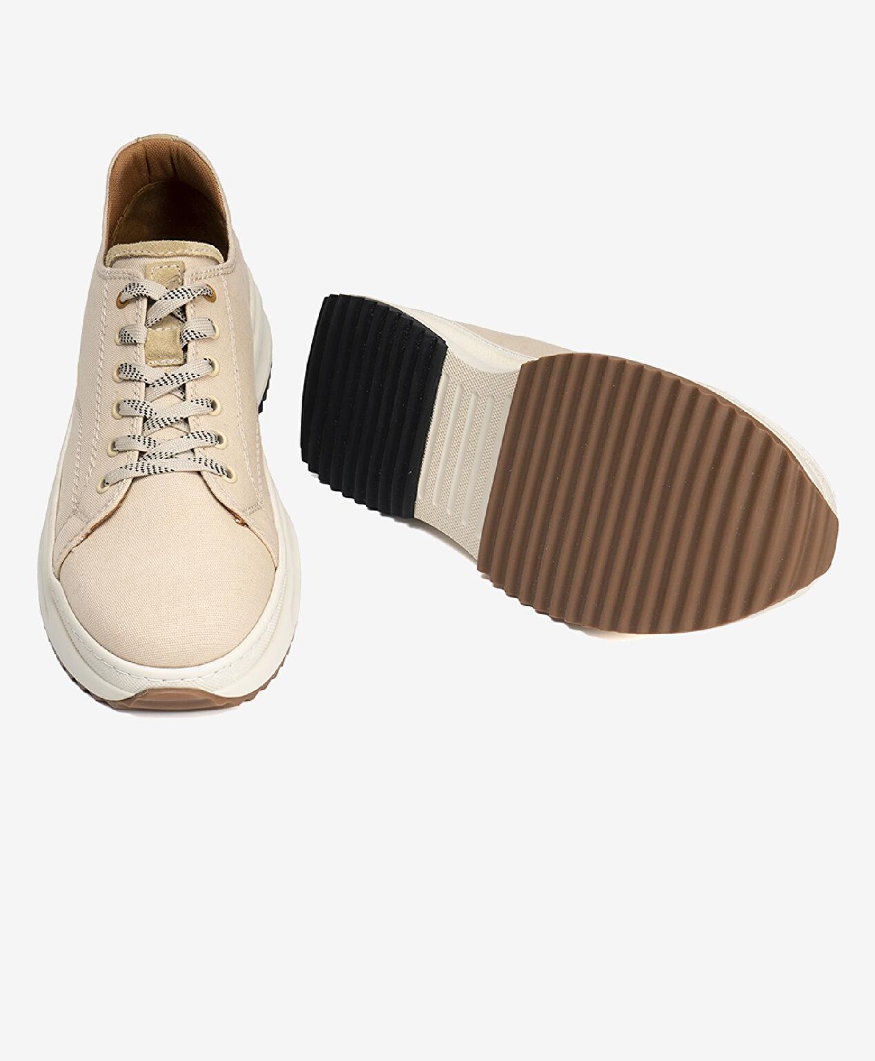 Erkek Bej Hakiki Deri Sneaker Ayakkabı - 6